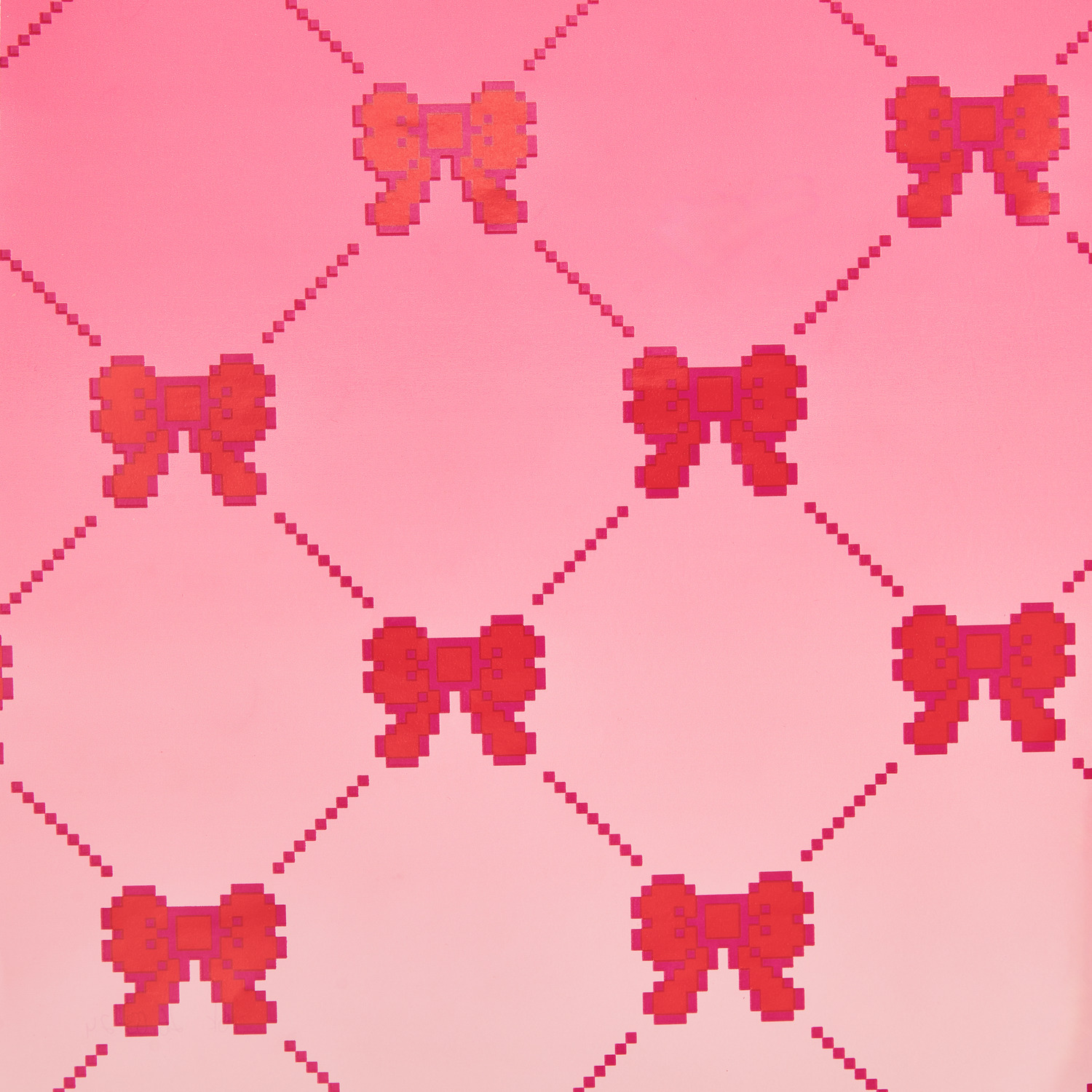 Geschenkpapier Pixel Schleifen 70cm 2m 80g/m² Farbe Neon Pink von Rico Design Geschenkpapier Pixel Schleifen mit roten Schleifen auf rosa Hintergrund, 70cm x 2m, 80g/m².