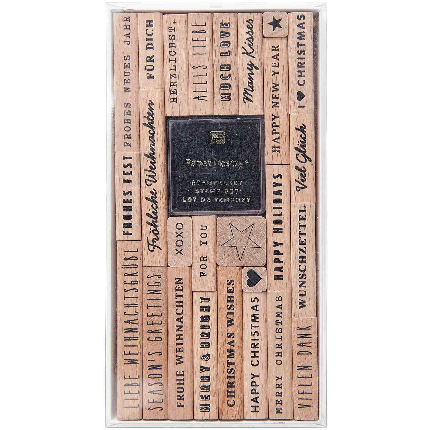 Paper Poetry XL Stempelset Merry Christmas mixed type 27-teilig von Rico Design