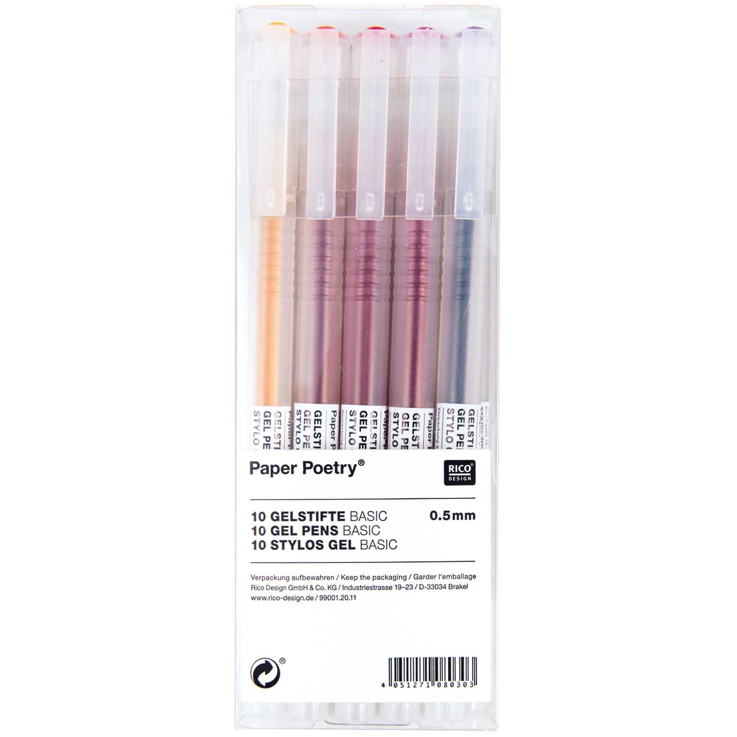 Paper Poetry gel pens Basic multicoloured 0.5mm 10 pieces from Rico Design