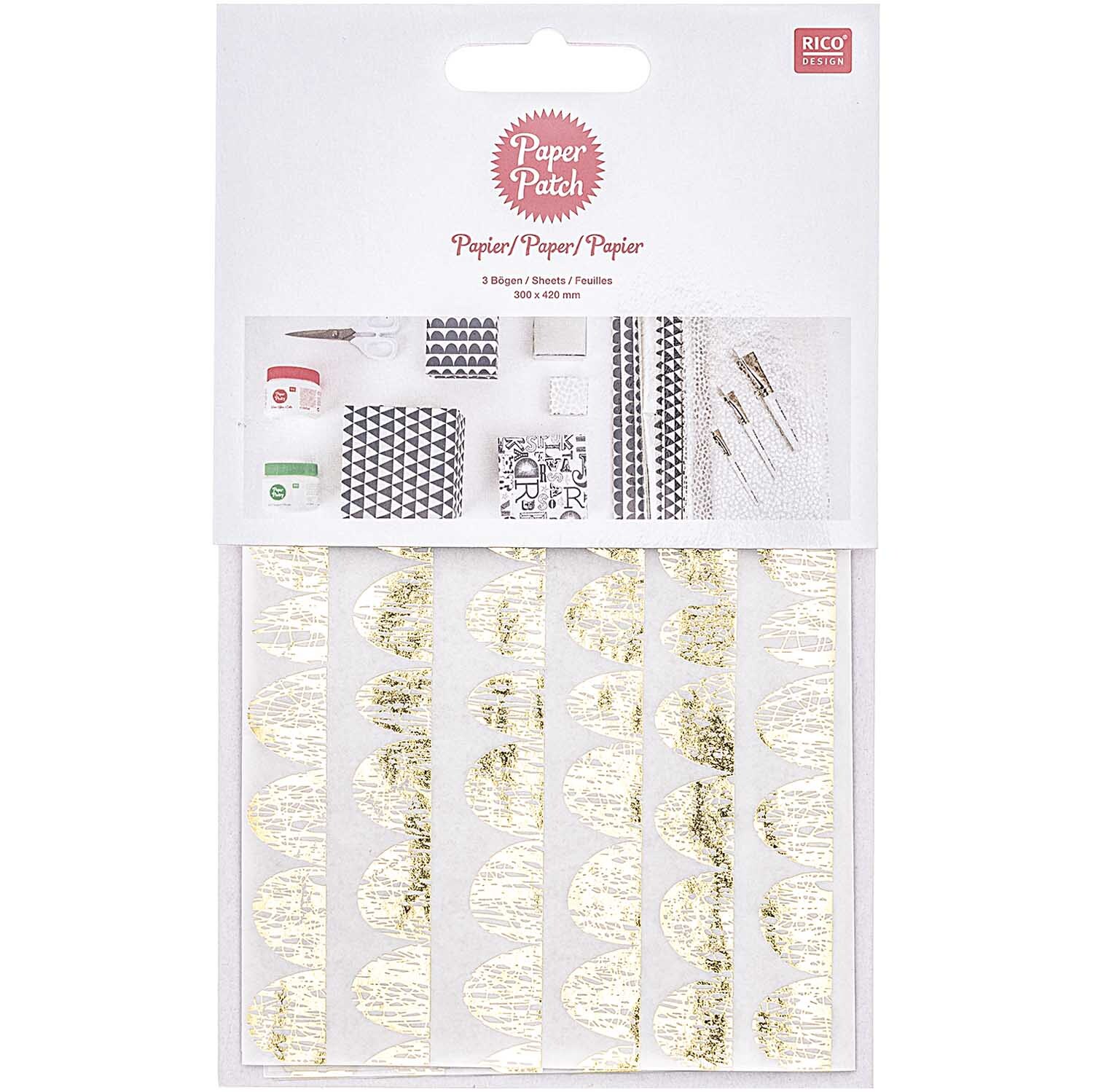 SB Paper Patch Papier gold 30x42cm 3 Bogen Hot Foil von Rico Design