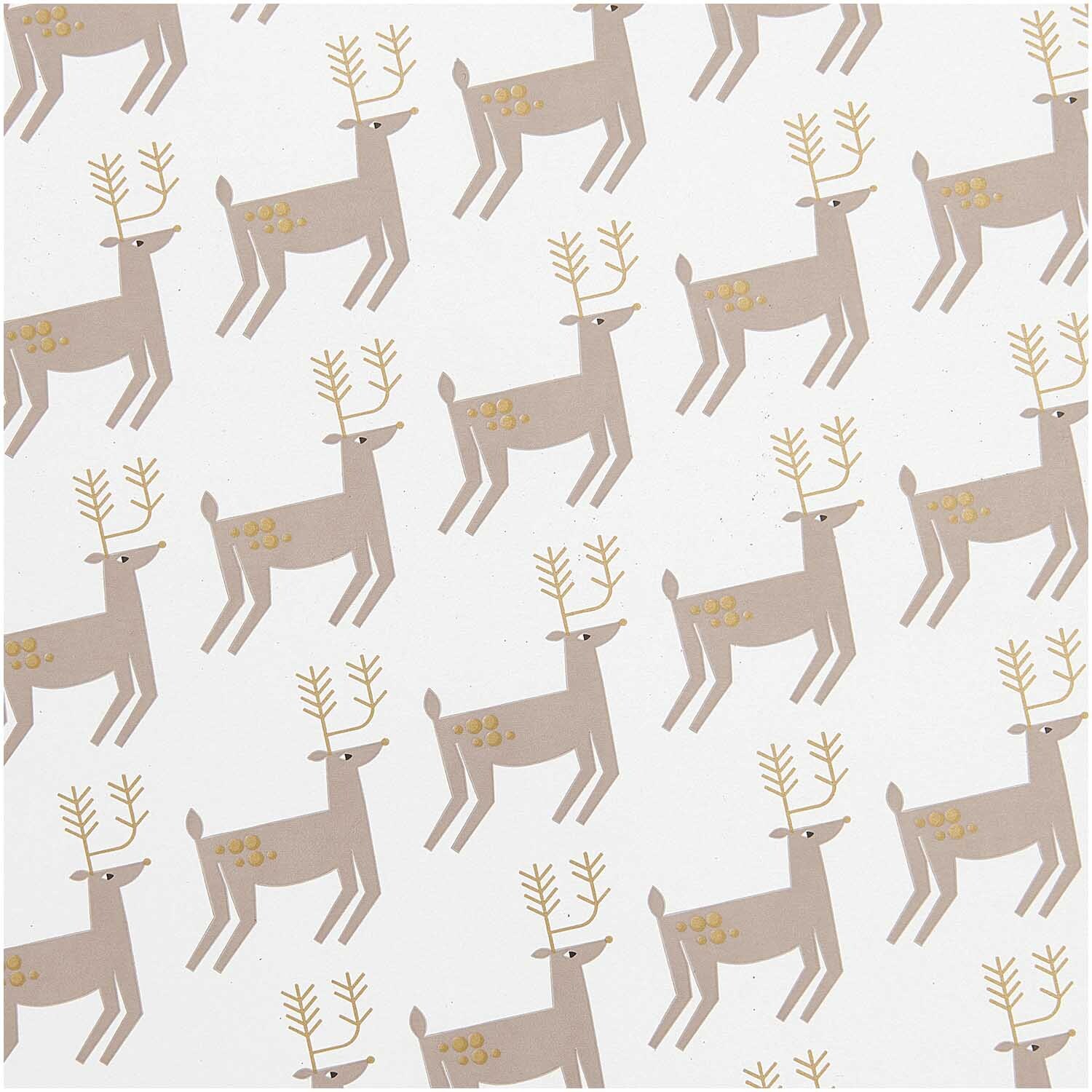 Paper Poetry Geschenkpapier Rentiere 70cm 2m 80g/m² von Rico Design Paper Poetry Geschenkpapier mit Rentiermuster von Rico Design. Beige Rentiere auf weißem Hintergrund. Ideal für festliche Anlässe.