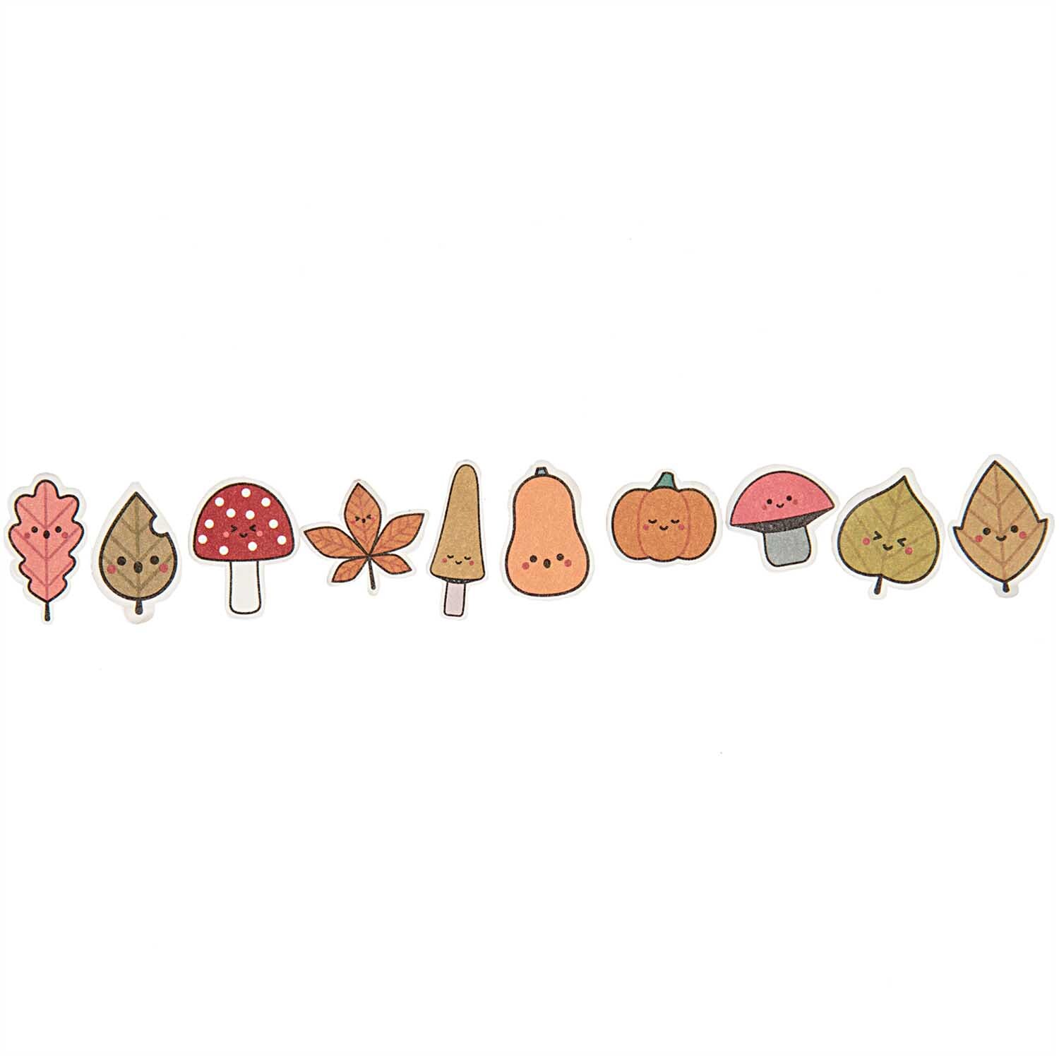 Washi Sticker Funny Fall 200 Stück von Rico Design Washi Sticker Funny Fall 200 Stück von Rico Design mit herbstlichen Motiven wie Blättern und Pilzen.