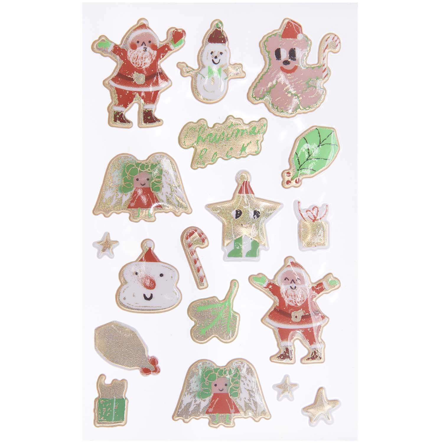 Paper Poetry Puffy-Sticker Airbrush 18 Stück mit weihnachtlichen Motiven wie Weihnachtsmann, Engel und Geschenken von Rico Design.