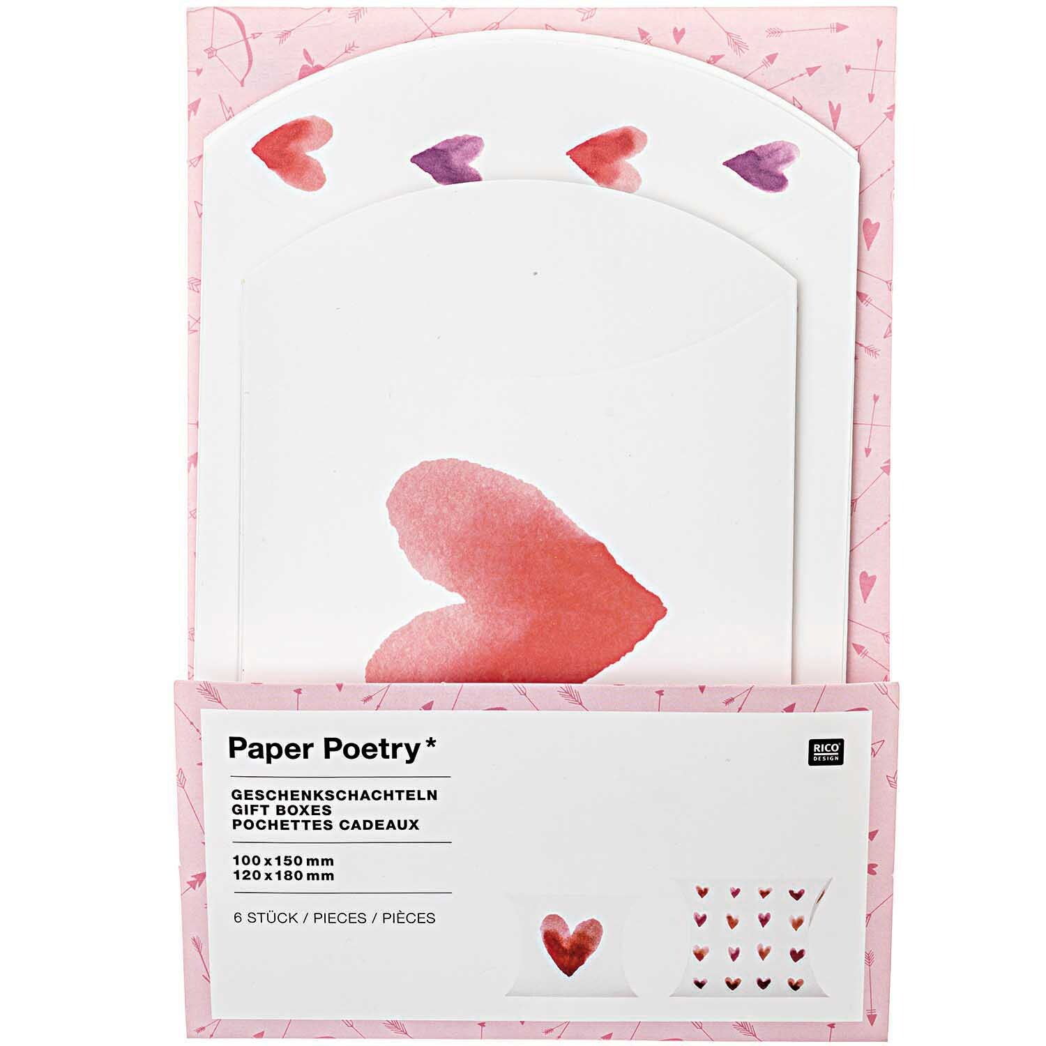 Paper Poetry Geschenkschachteln It must be love Herzen aquarell 6 Stück von Rico Design