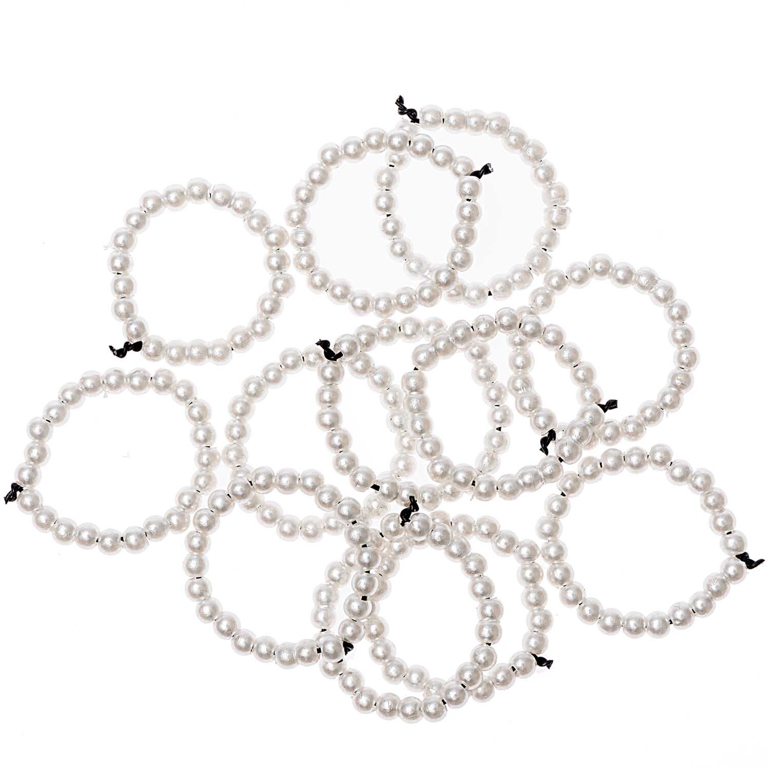 Perlenstreu Ring perlmutt 12 Stück: Elegante weiße Perlenringe von Rico Design, ideal für Dekorationen.