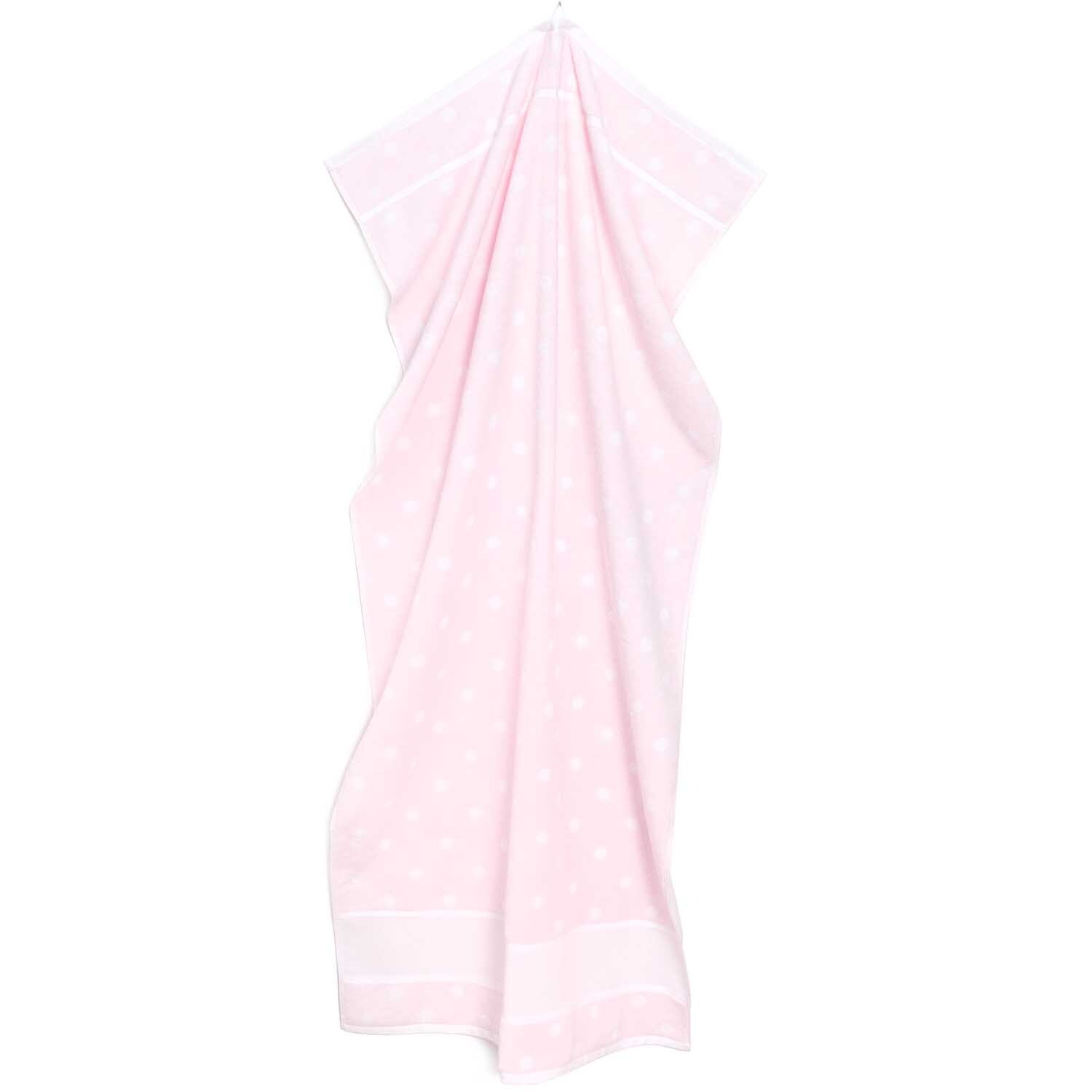 Drap de douche à pois blancs 70x140cm Couleur Rose et blanc from Rico Design Duschtuch mit weißen Punkten 70x140cm, elegant drapiert, zeigt zarte rosa Farbe. Ideal für stilvolle Badezimmer.