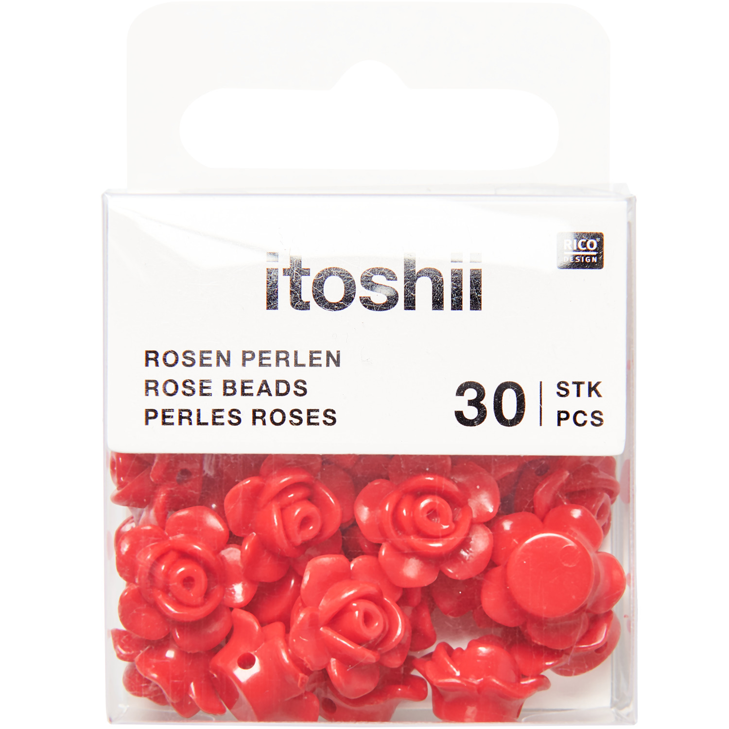 itoshii Rosen Perlen rund Rot 12x7mm 30 Stück von Rico Design