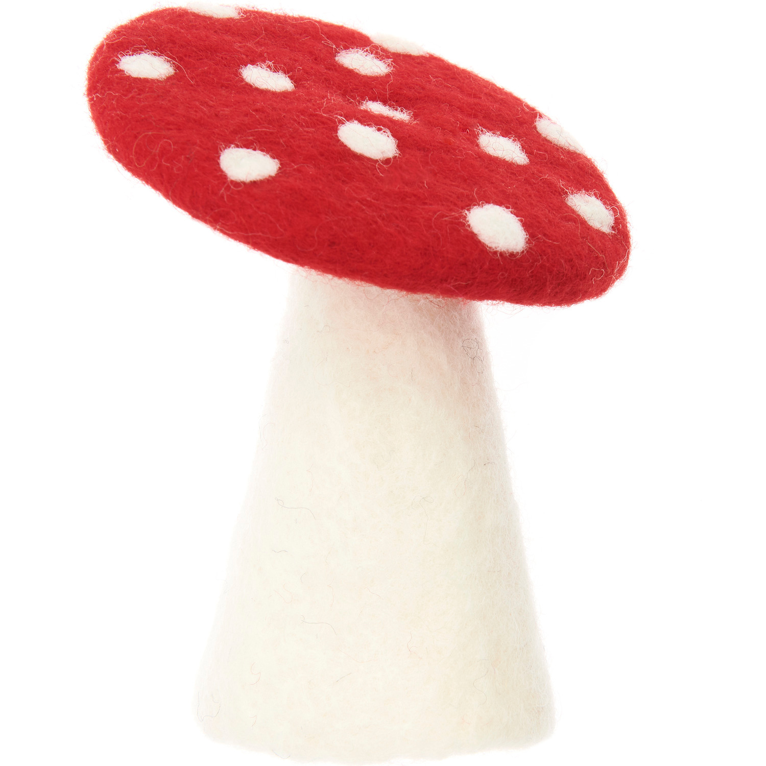 Fliegenpilz-Eierwärmer aus Filz in Pilzform, handgefertigt von Rico Design, 8x11,5 cm groß.