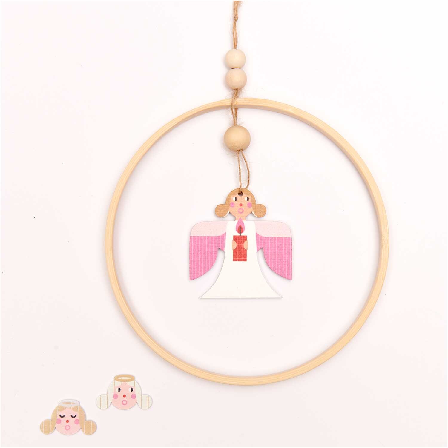 Holzhänger Engel Mix rosa-gold 2 Stück von Rico Design Holzhänger Engel Mix rosa-gold von Rico Design: Zwei Engel-Anhänger in einem Holzring, ideal für Dekorationen.