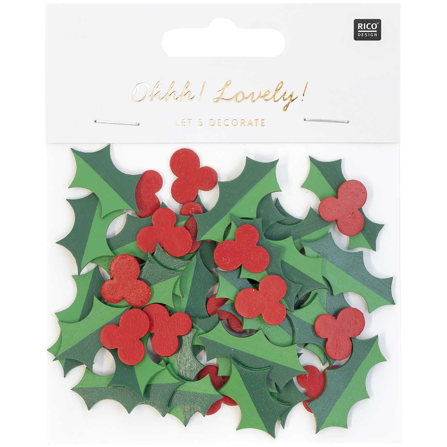 Holzstreu Ilex grün-rot 48 Stück von Rico Design