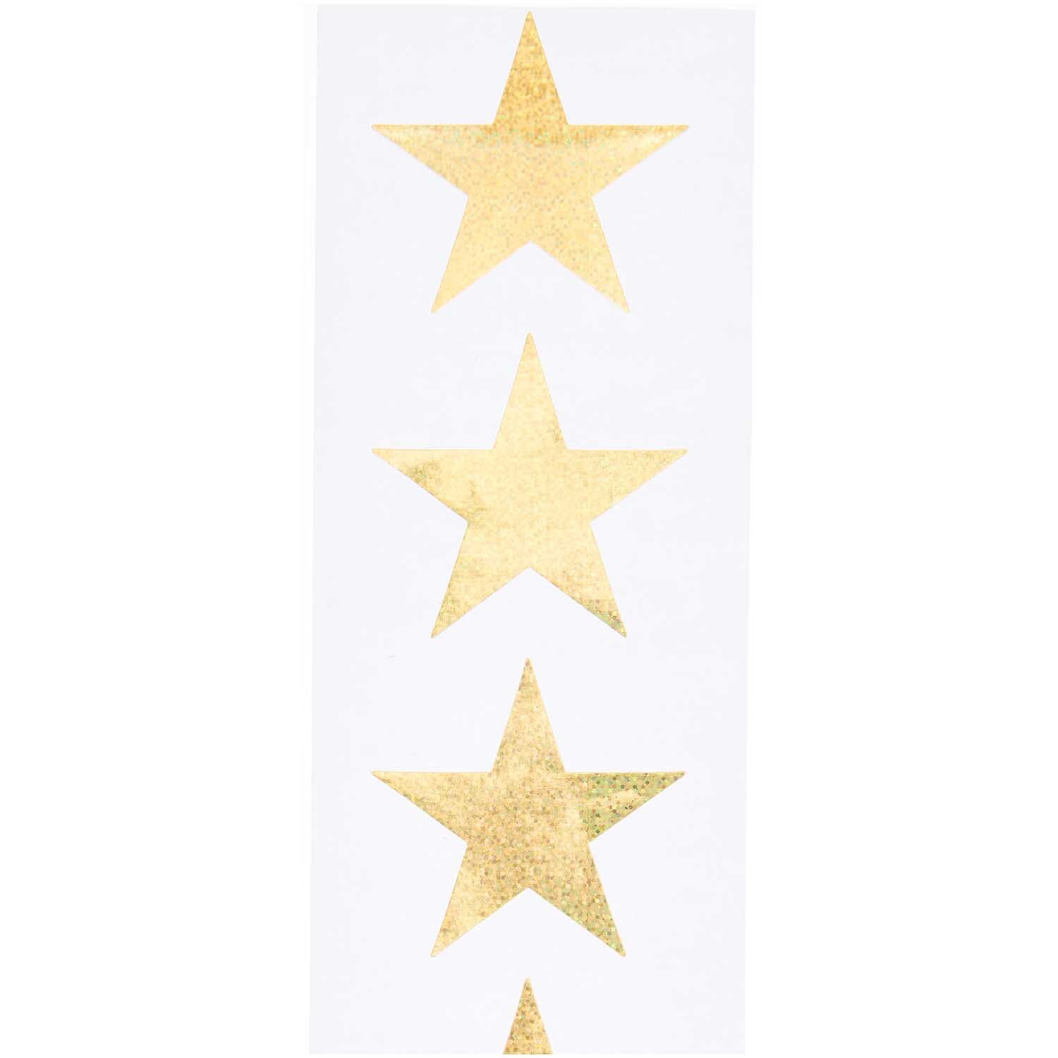 Paper Poetry Sticker Sterne 5cm, 120 Stück auf Rolle. Goldene Sterne auf weißem Hintergrund, ideal für Dekorationen.