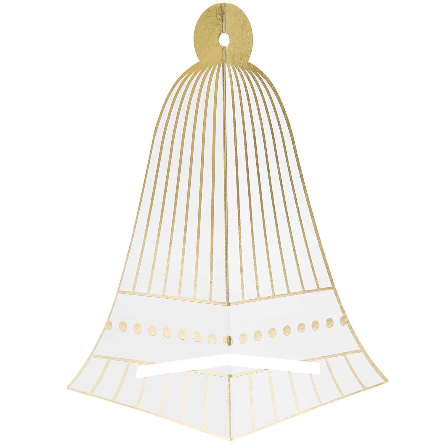 Paper Poetry Serviettenhalter Glocke von Rico Design in Glockenform, gold-weiß gestreift, 18,3x17cm, 6 Stück. Ideal für festliche Anlässe.