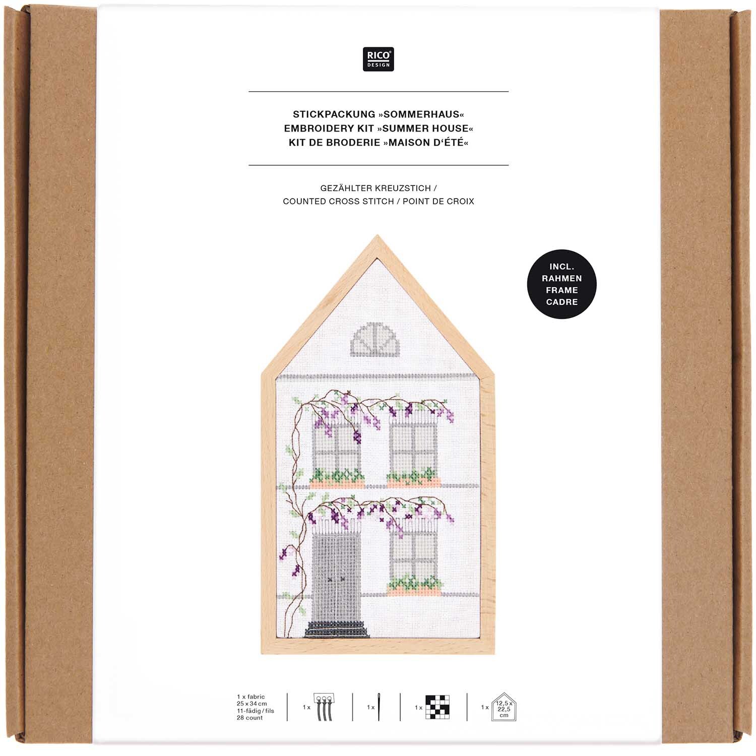 Paquet à broder Maison d'été moyenne 12x22,5cm from Rico Design