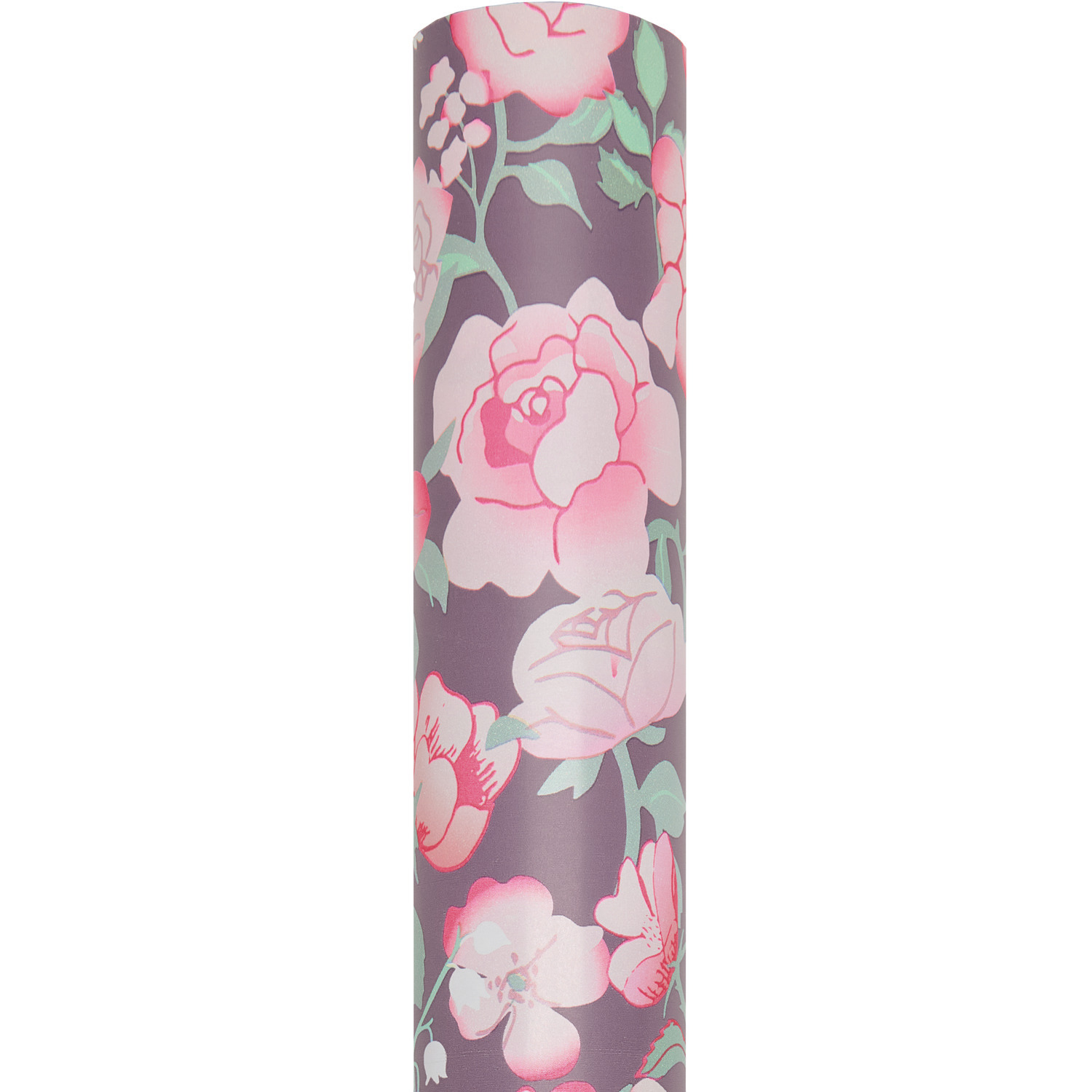 Geschenkpapier Rosen Ranken, florales Design auf dunklem Hintergrund, 200x70cm, 80g/m².