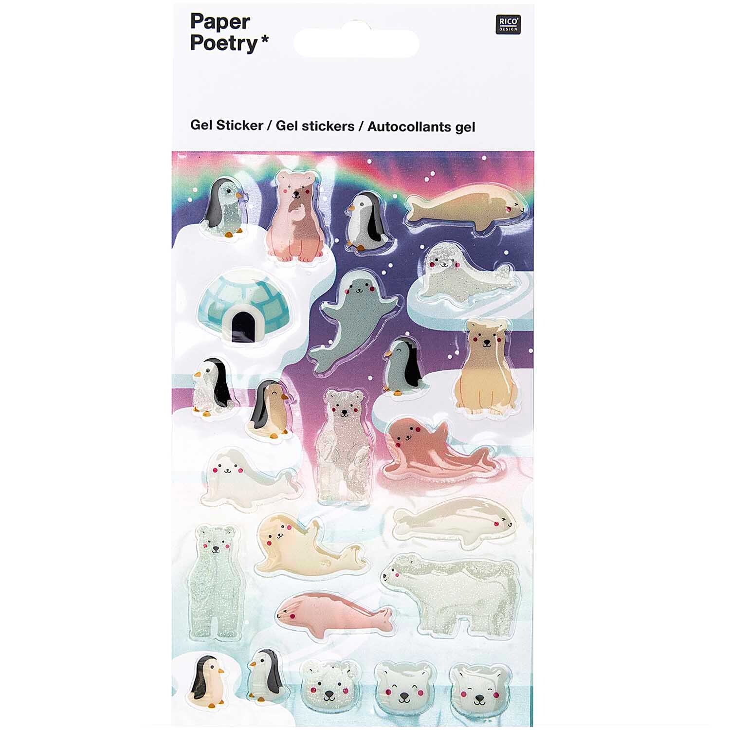 Paper Poetry Gelsticker Eisbären und Robben zeigen niedliche Tiere in einer arktischen Szene mit bunten Details. Ideal für kreative Projekte.