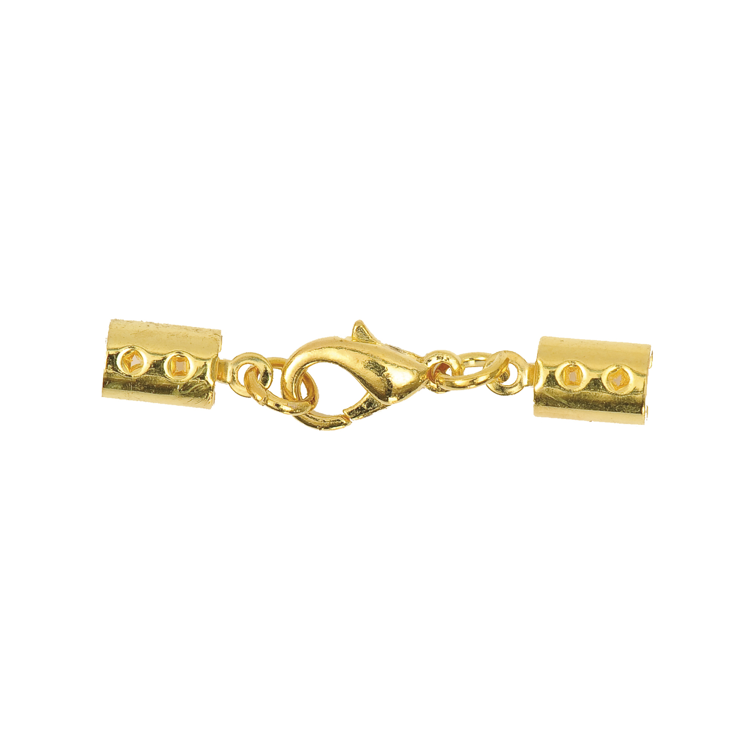 Lederbandverschluss in Gold von Rico Design, 5mm, mit elegantem Karabinerverschluss. Ideal für Schmuckdesign.