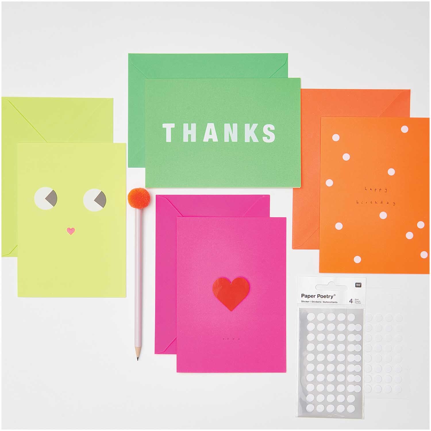 Paper Poetry Kartenset Neon Mix C7/A7 24-teilig von Rico Design