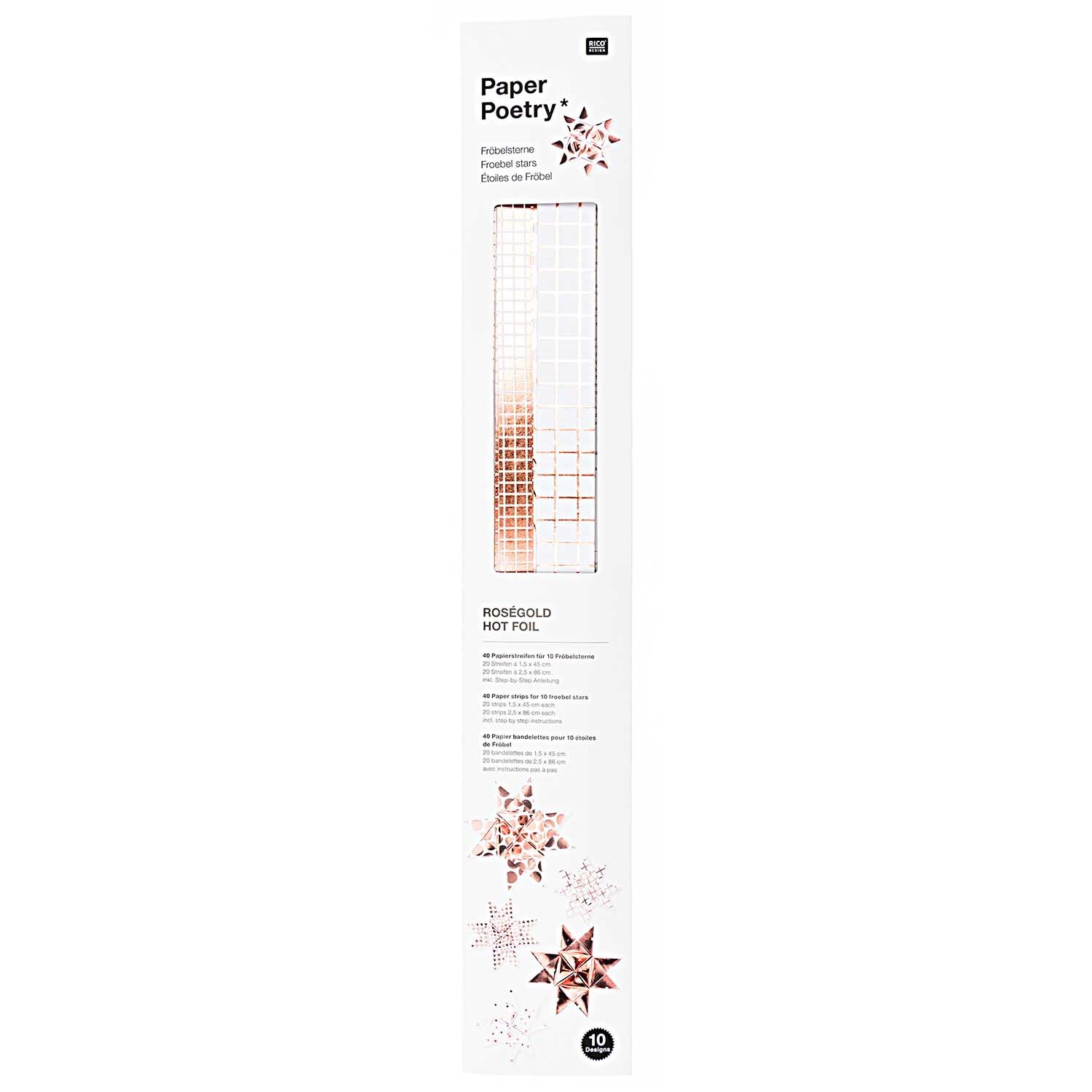 Paper Poetry bandes de Fröbel Graphic blanc-or rose 40 pièces Hot Foil from Rico Design