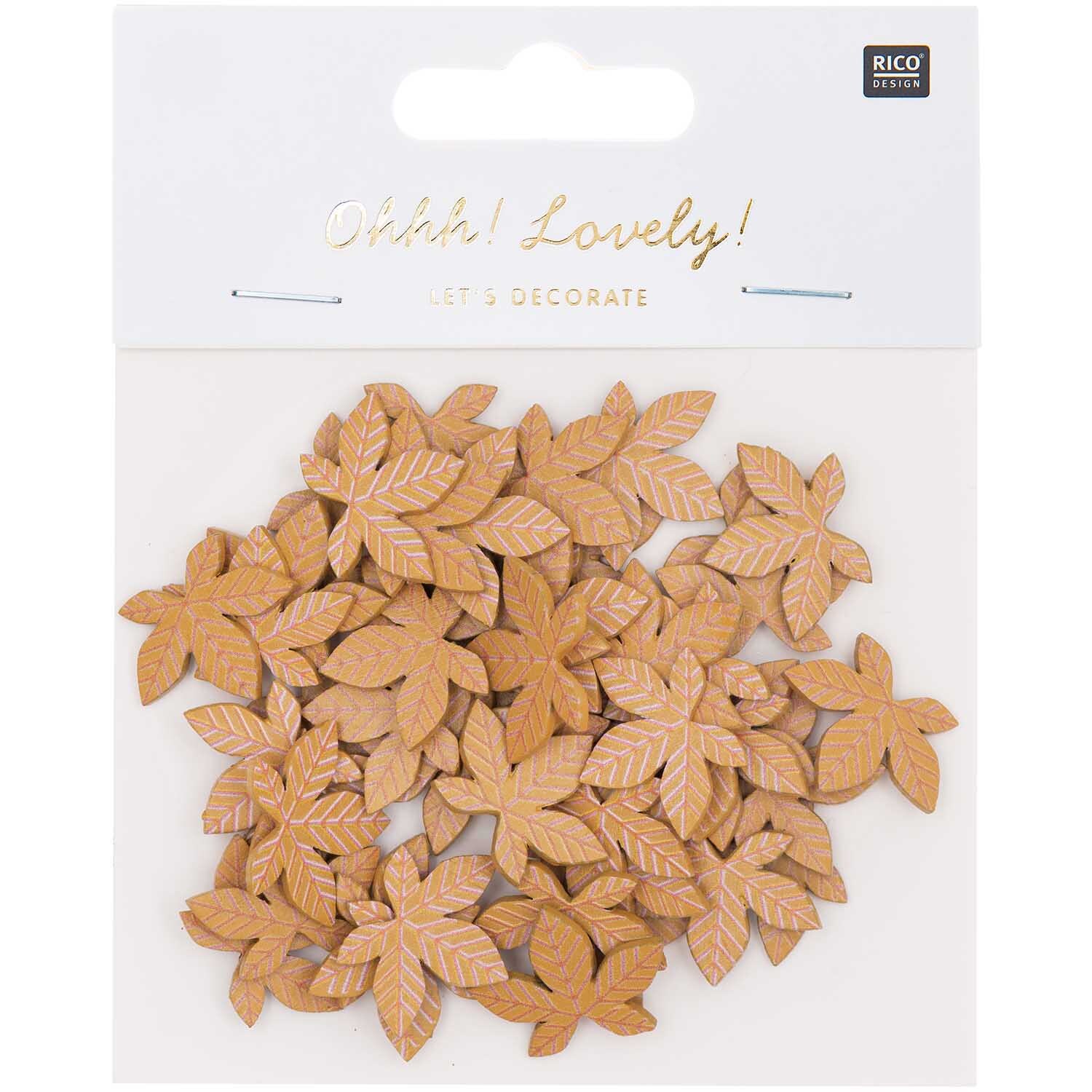 Wooden litter leaf brown 48 pieces from Rico Design