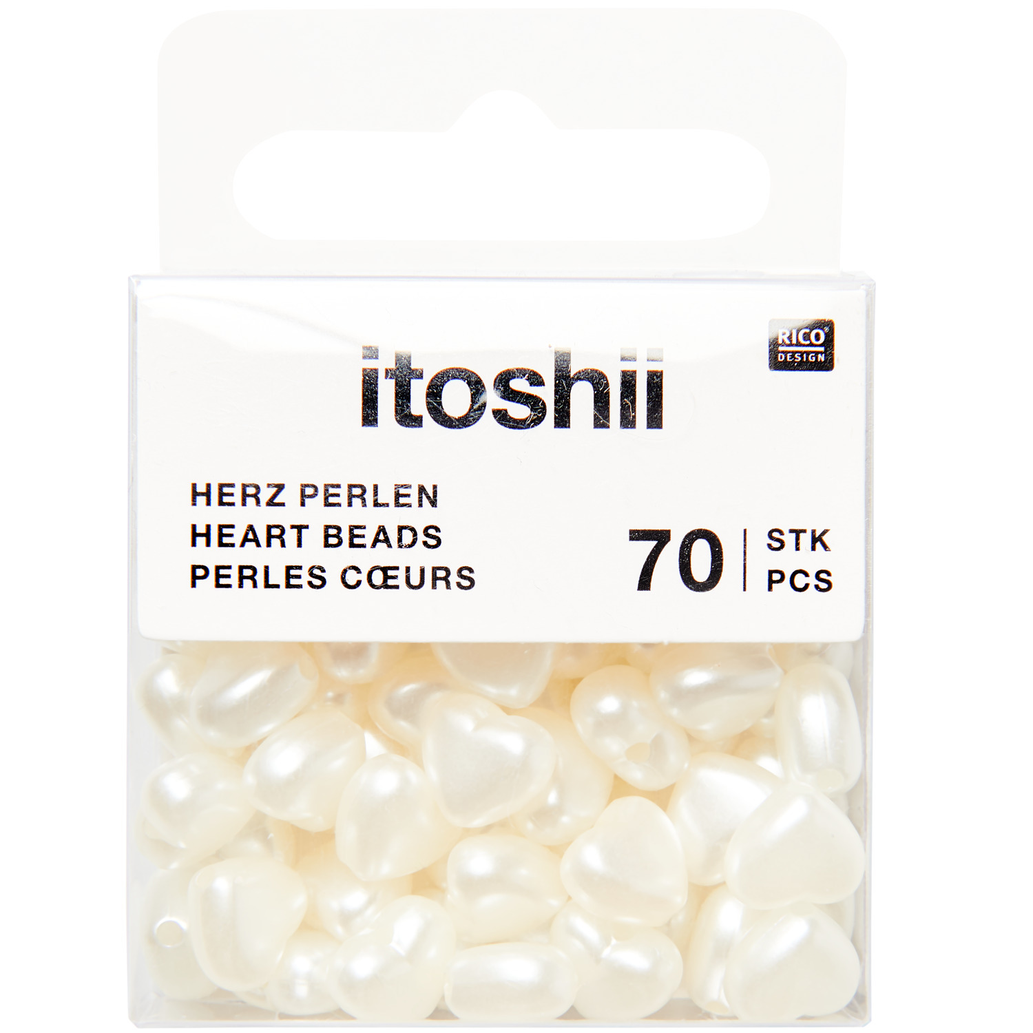 itoshii Herz Perlen Perlweiß 8x9x5mm 70 Stück von Rico Design