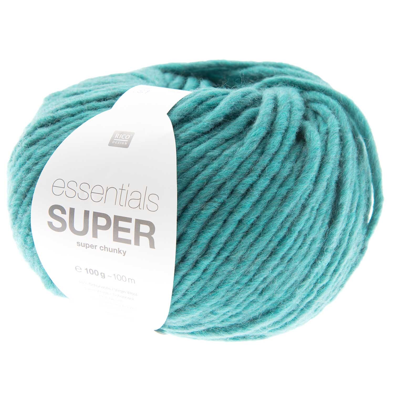 Essentials Super super chunky Wolle in Alge von Rico Design, 100g Knäuel, ideal zum Stricken.