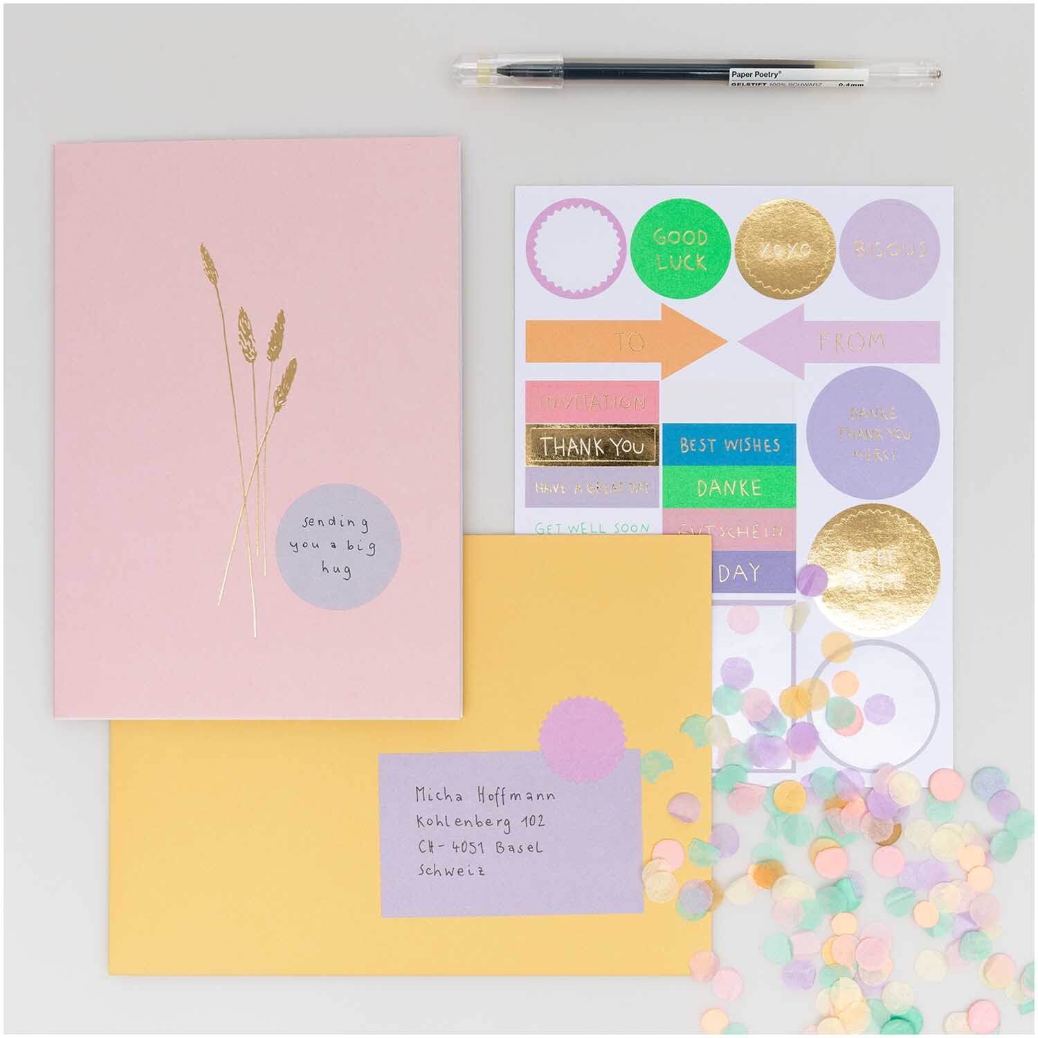 Paper Poetry Grußkartenset Transformation rosa von Rico Design Paper Poetry Grußkartenset Transformation rosa mit Umschlägen, Stickern und Stift. Ideal für kreative Grüße und persönliche Nachrichten.