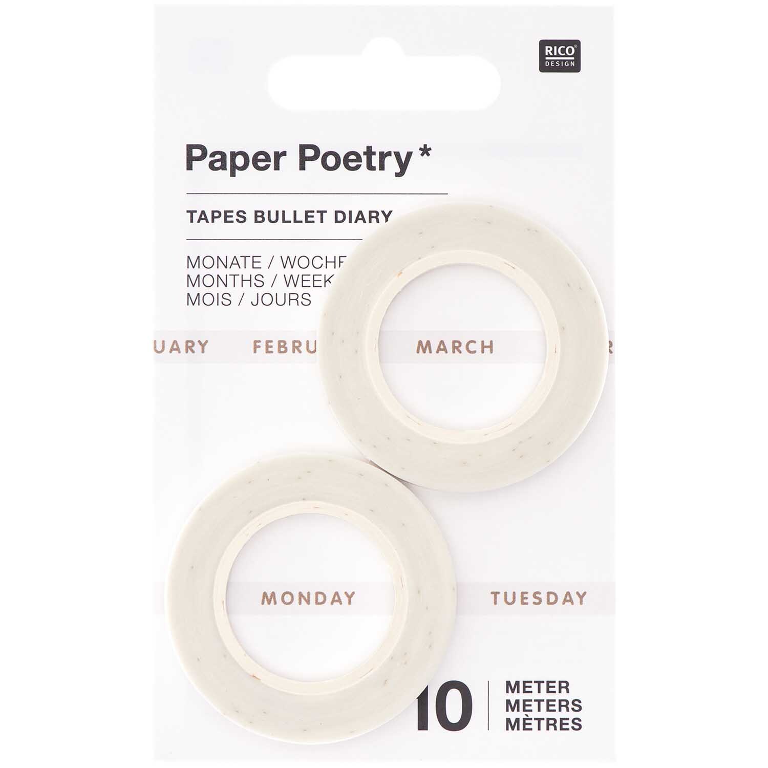 Paper Poetry Tapes Monate & Wochentage 5mm 10m 2 Stück von Rico Design