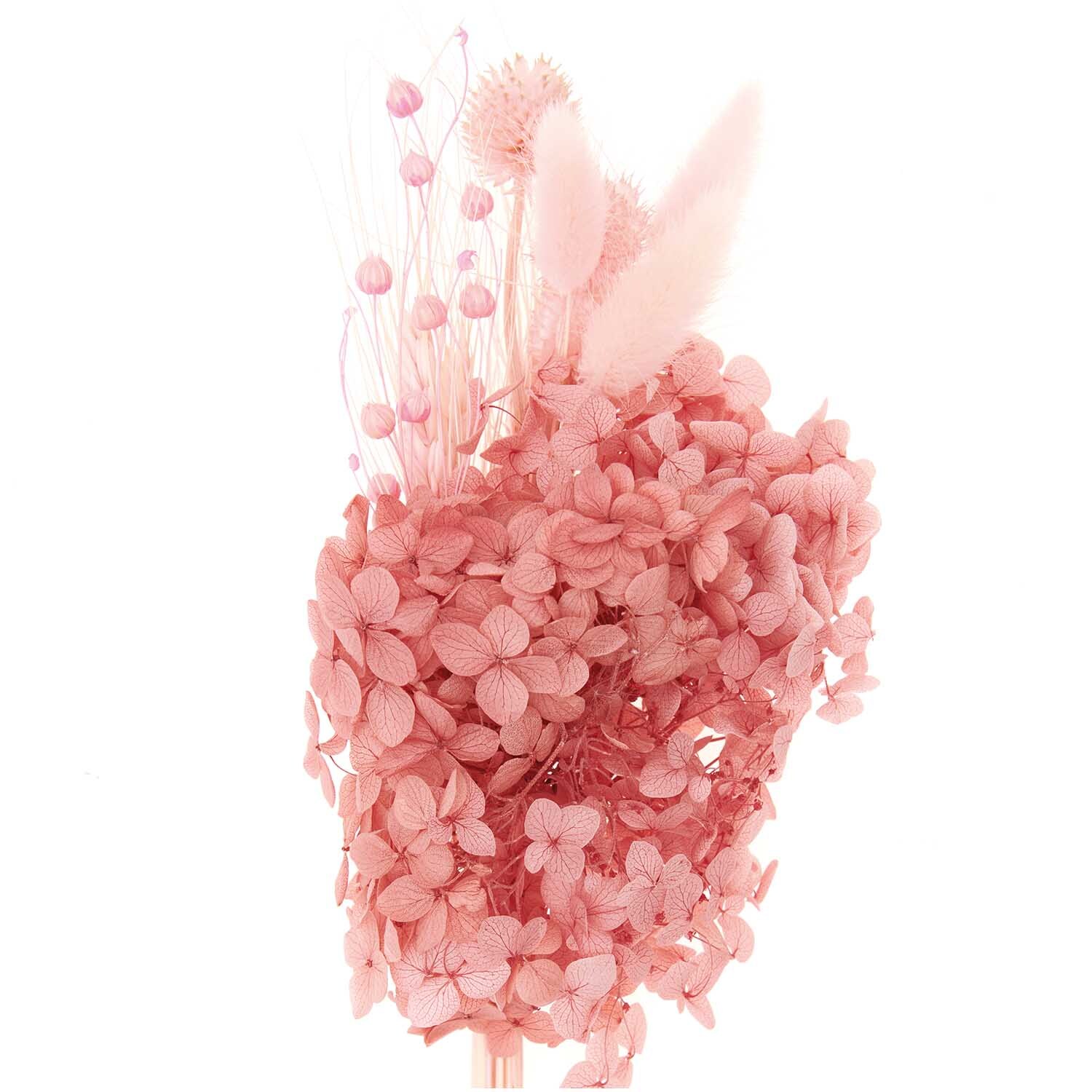 Trockenblumenstrauß pastell-pink 30cm: Eleganter Strauß aus 13 Trockenblumen von Rico Design in zarten Rosatönen.