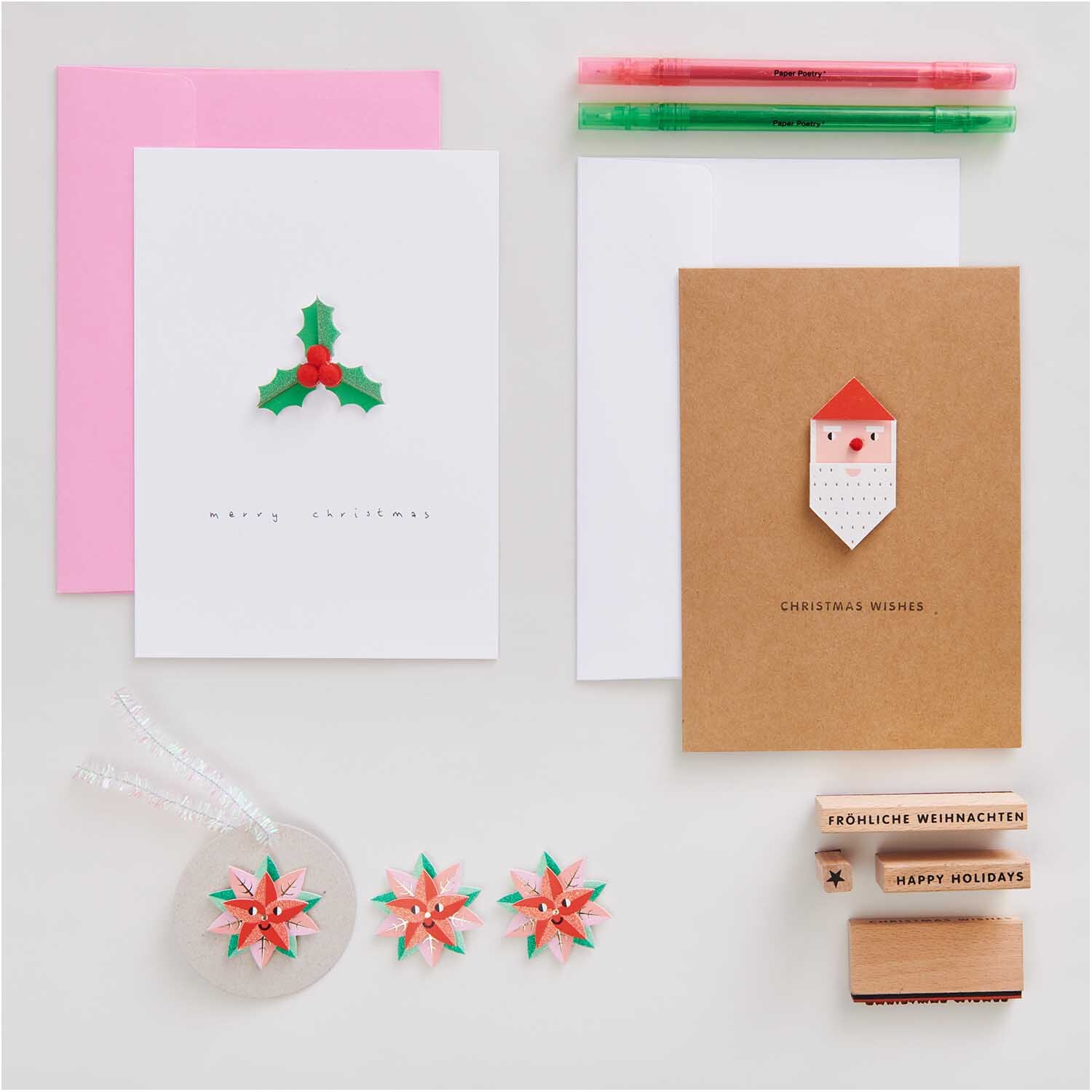 Paper Poetry 3D Sticker Weihnachtsstern von Rico Design Paper Poetry 3D Sticker Weihnachtsstern: Weihnachtskarten-Set mit bunten Stickern und Stempeln.