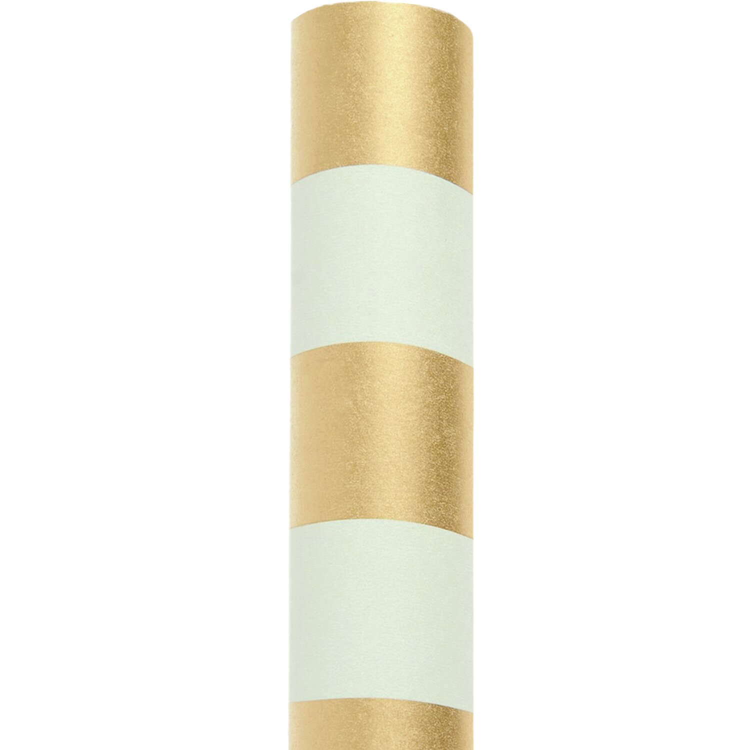 Seidenpapier mit Streifen, creme/weiß, von Rico Design. Rolle mit goldenen Streifen, 50x415cm.