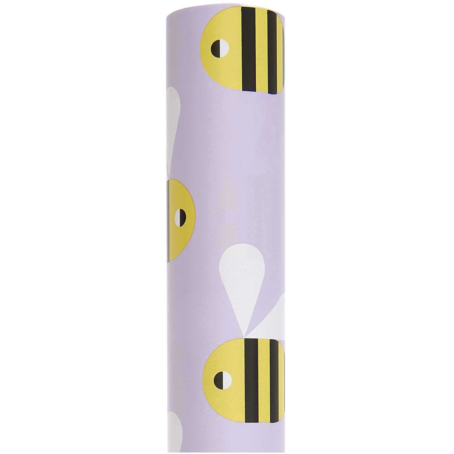 Paper Poetry Geschenkpapier mit Bienenmotiv auf lila Hintergrund, 200x70cm, 80g/m², von Rico Design.