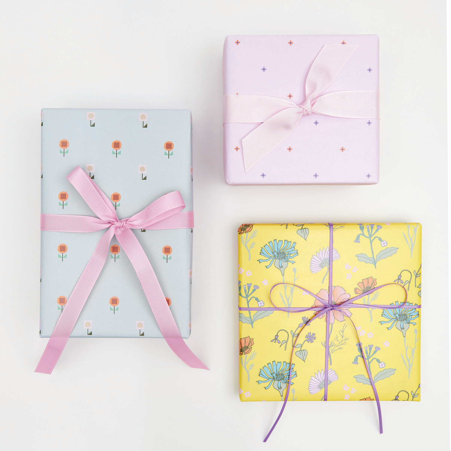 Geschenkpapier Blumen Blau 70cm 2m 80g/m² von Rico Design
