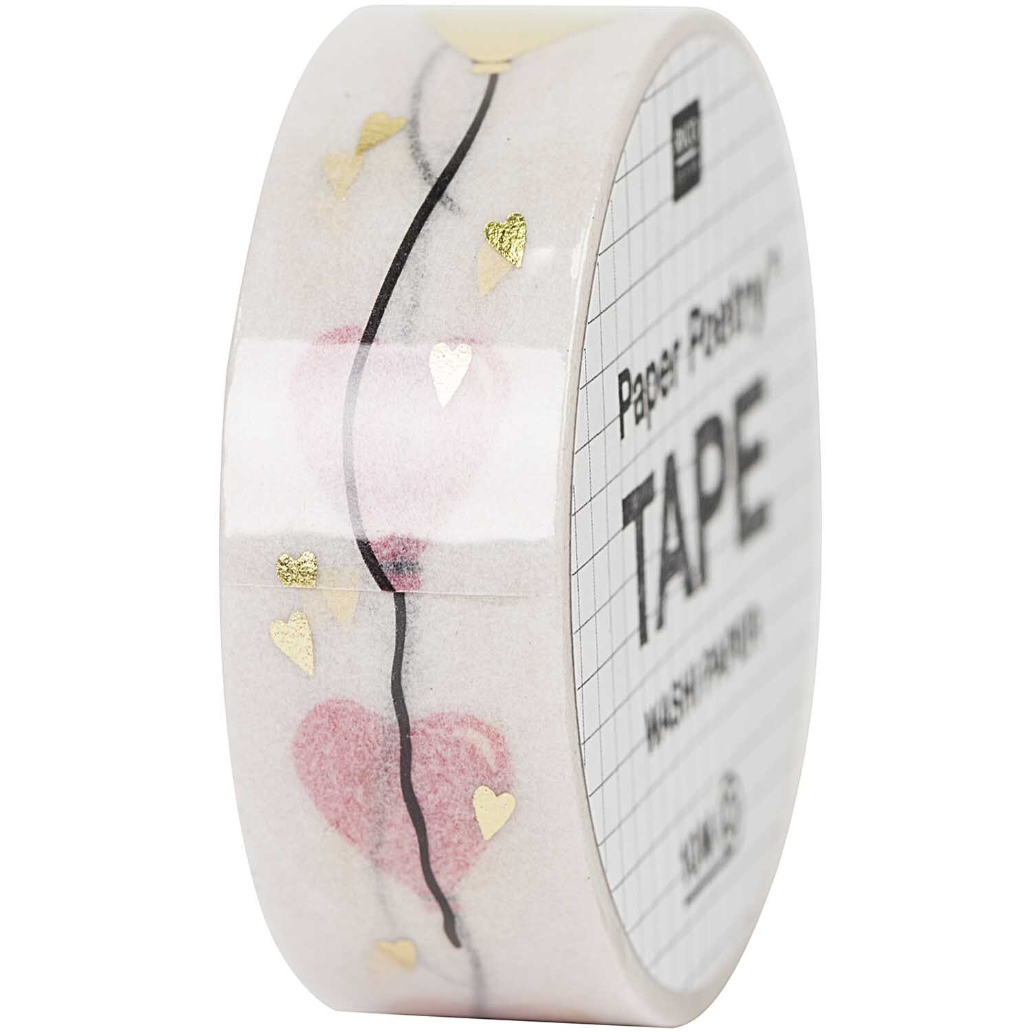Paper Poetry Tape Herzluftballons puder-gold 1,5cm 10m von Rico Design