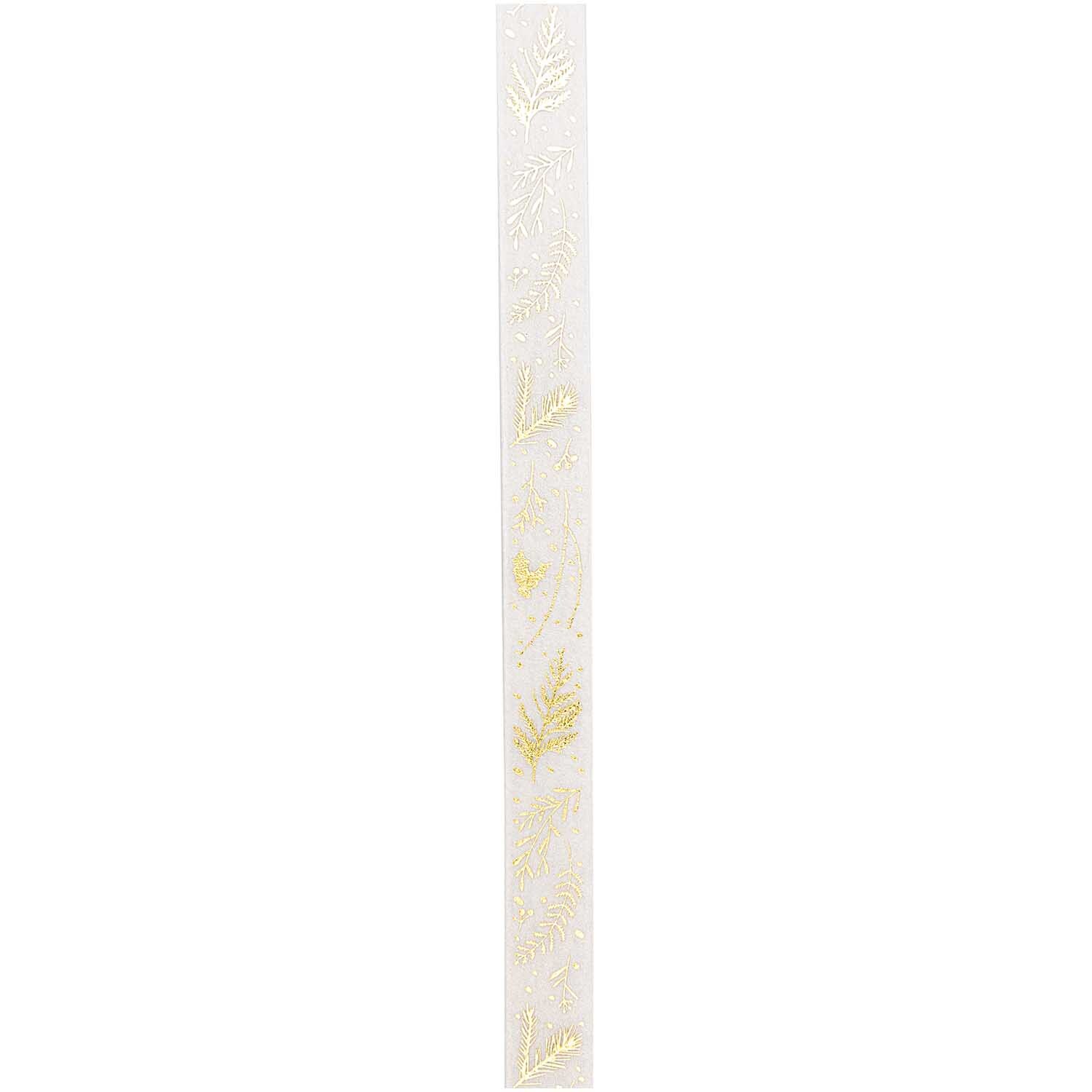 Paper Poetry Tape Nostalgic Christmas Zweige weiß-gold 1,5cm 10m von Rico Design Paper Poetry Tape Nostalgic Christmas mit goldenen Zweigen auf weißem Hintergrund, 1,5 cm breit, 10 m lang. Ideal für festliche Dekorationen.