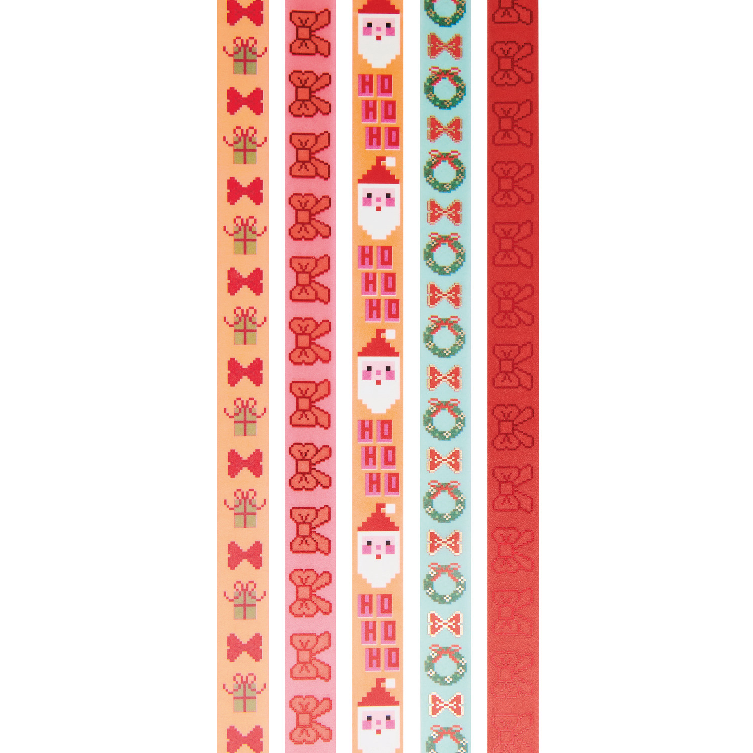Paper Poetry Tape Set Schleifen Pixel 5 Stück, 1,5cmx10m von Rico Design Paper Poetry Tape Set Schleifen Pixel: Fünf bunte Washi-Tapes mit weihnachtlichen Motiven von Rico Design.