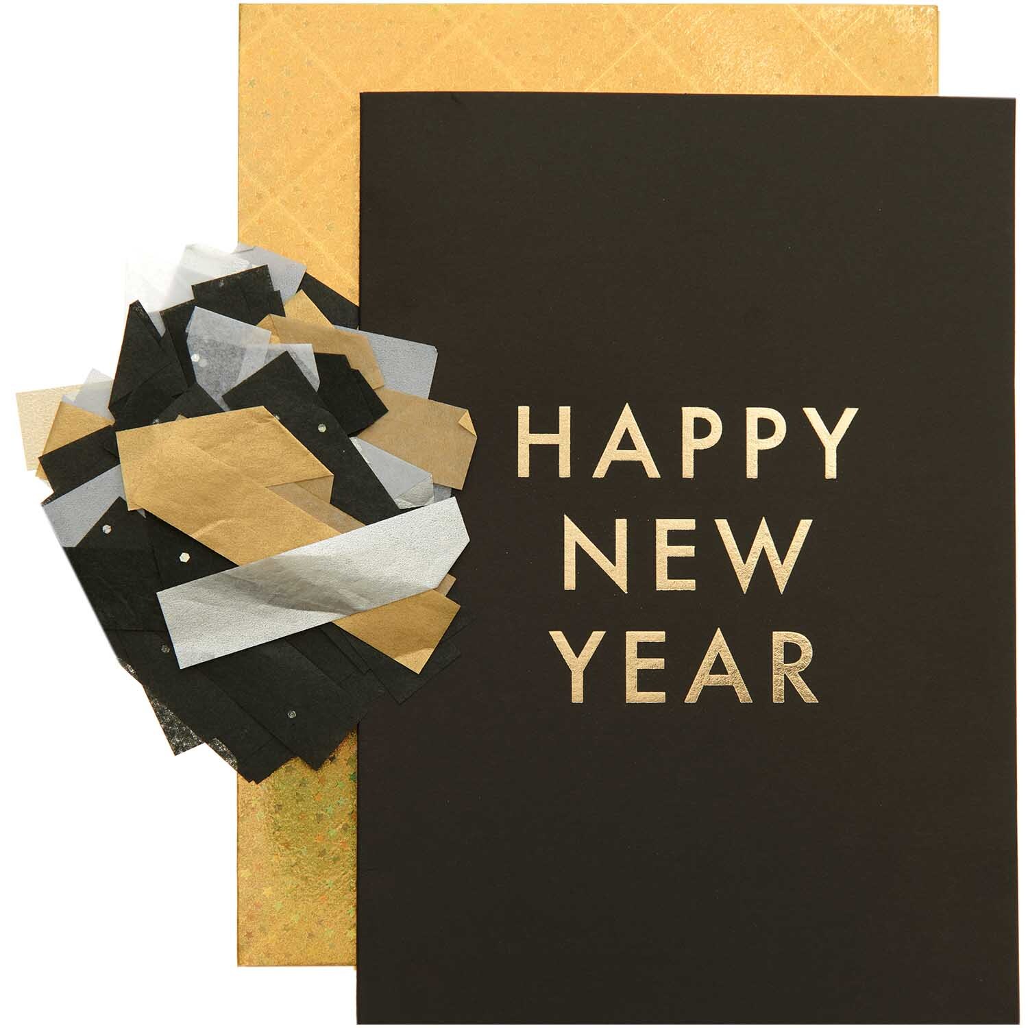 Paper Poetry Grußkartenset Happy New Year Farbe Schwarz von Rico Design Paper Poetry Grußkartenset Happy New Year mit schwarzer Karte und goldenen Akzenten von Rico Design.