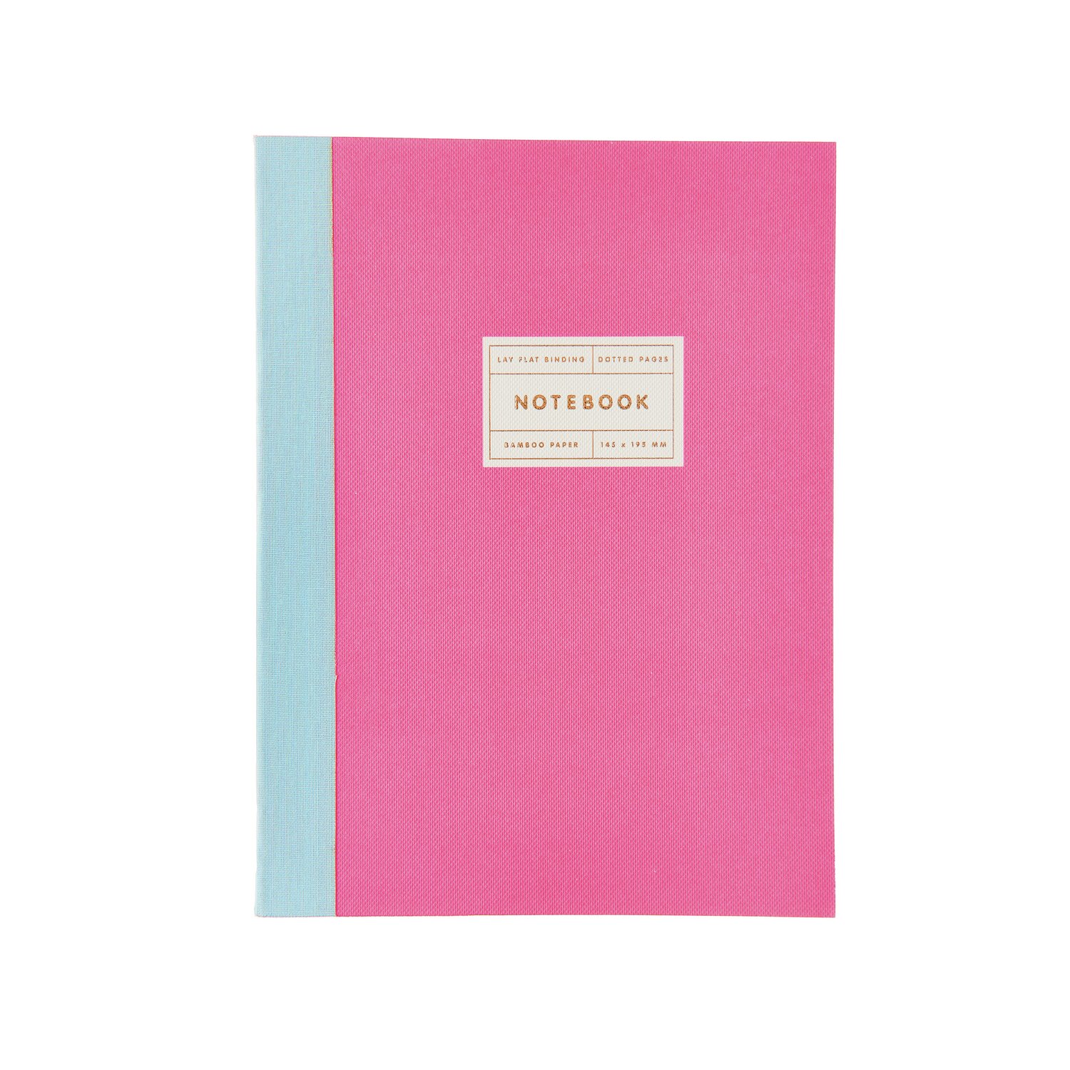 Paper Poetry Notizbuch S in Neonpink mit blauem Rücken und Goldrand, ideal für kreative Notizen.