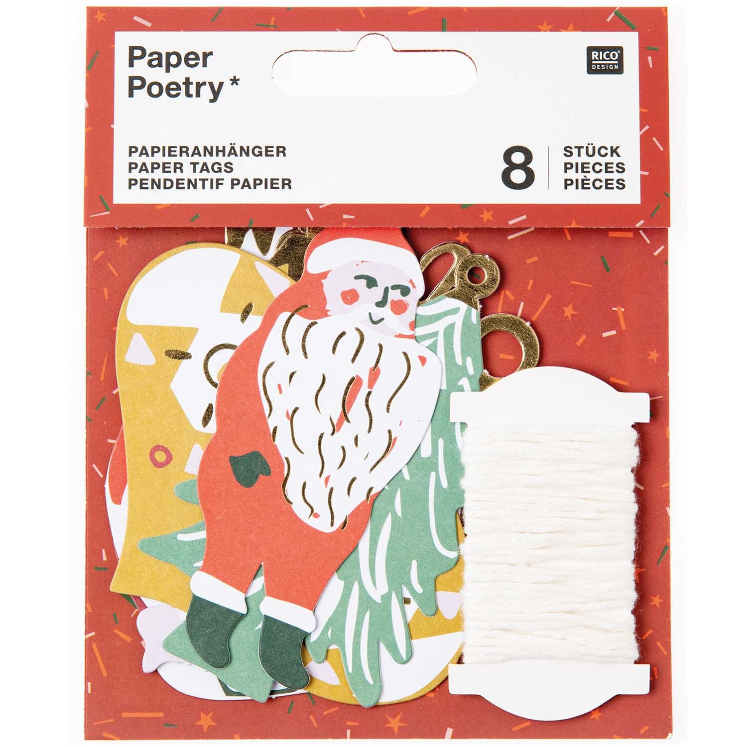 Paper Poetry Papieranhänger Nostalgic Christmas classic 8 Stück von Rico Design