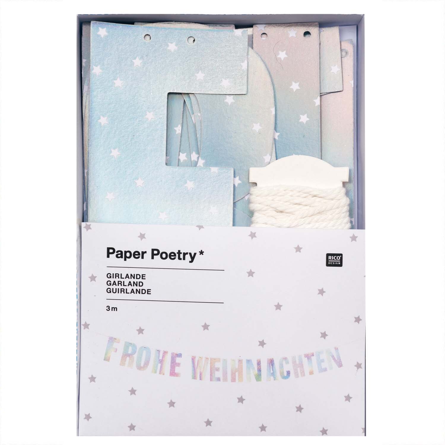 Paper Poetry Girlande Frohe Weihnachten 3m Hot Foil Farbe Silber Irisierend von Rico Design