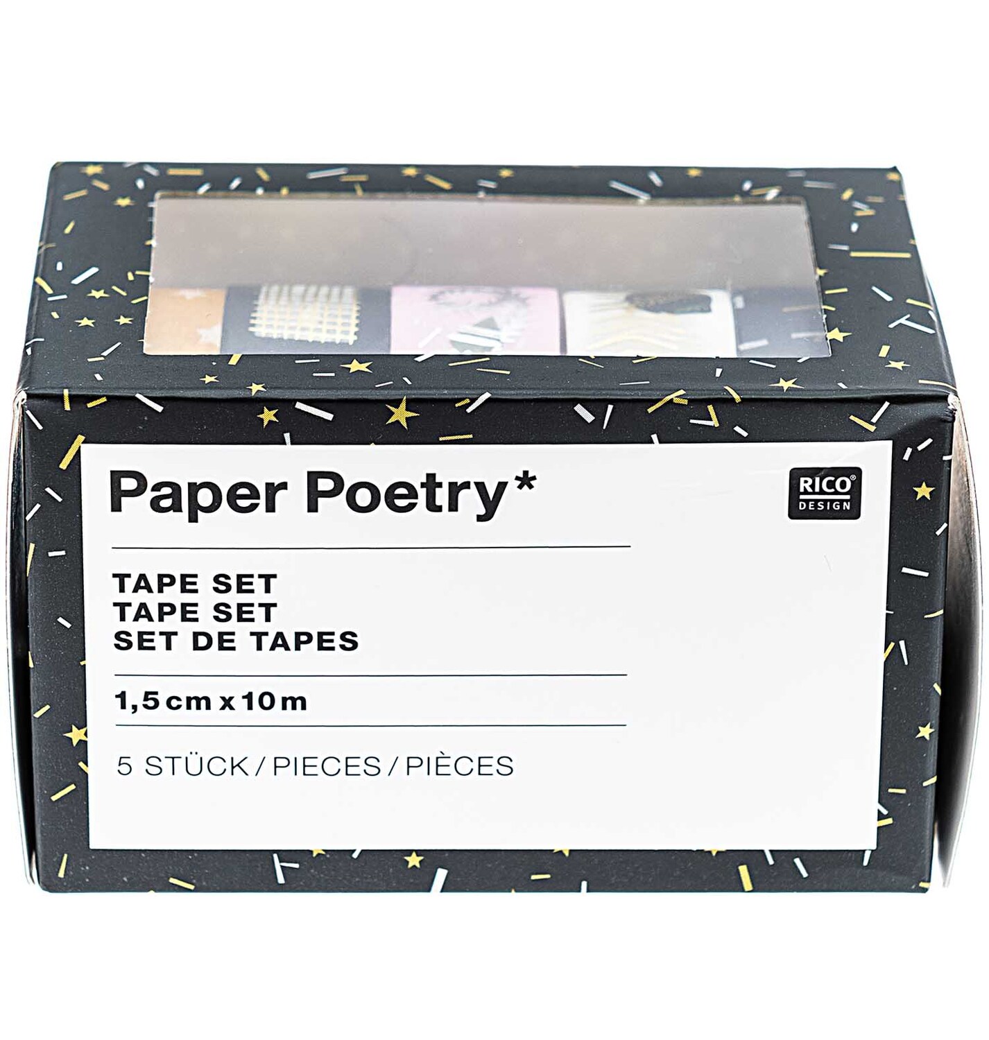 Paper Poetry Tape-Set Nostalgic Christmas schwarz 1,5cm 10m 5 Stück von Rico Design