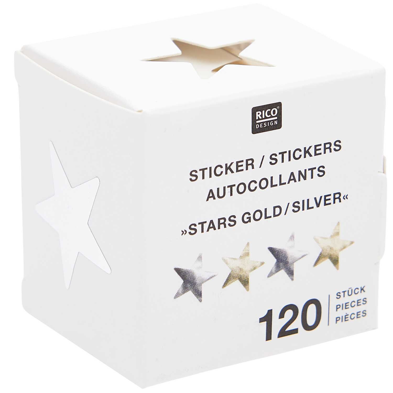 Paper Poetry Mini-Sticker Sterne Gold-Silber auf der Rolle 120 Stück von Rico Design