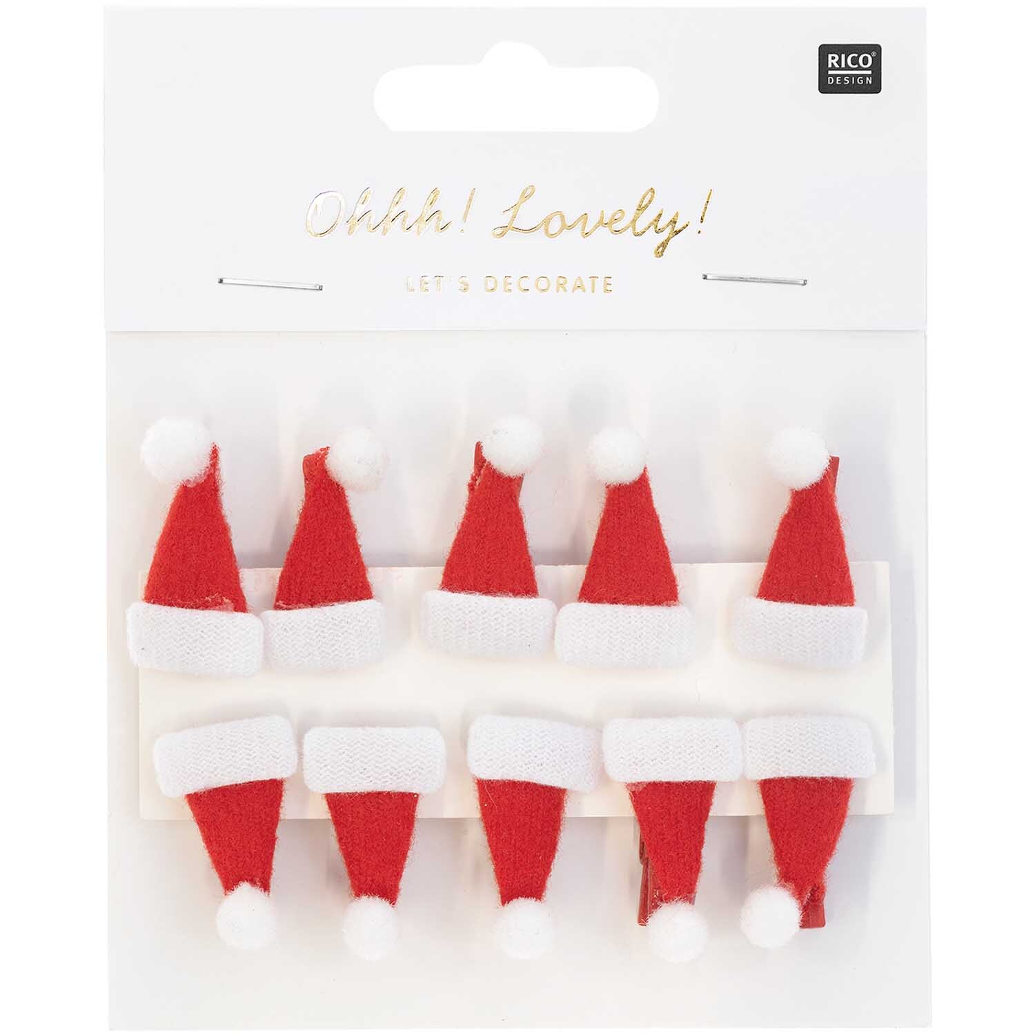 Dekoklammern Weihnachtsmützen 2,5cm 10 Stück von Rico Design