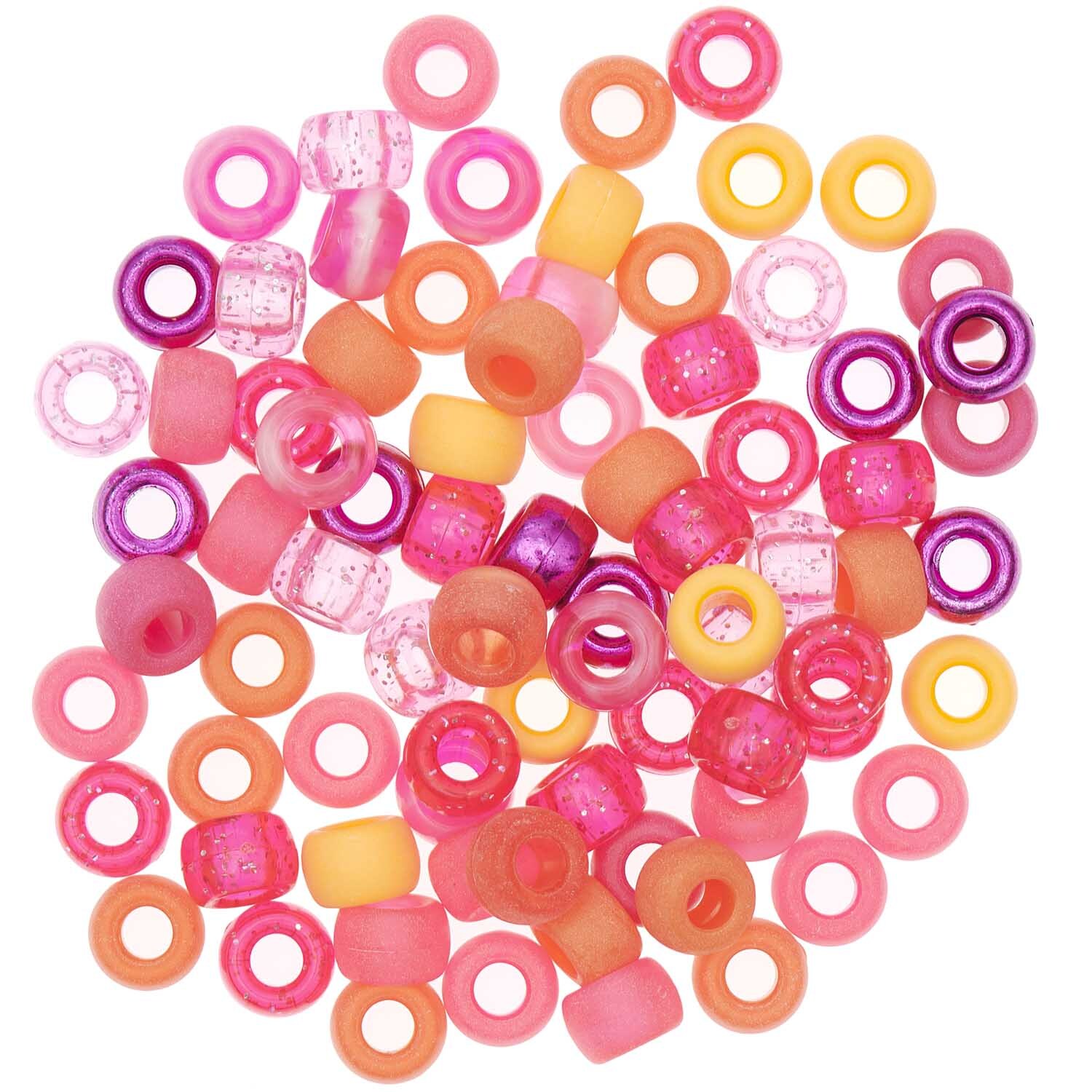 itoshii - Ponii Beads Beere Mix 9x6mm 80 Stück von Rico Design Itoshii - Ponii Beads Beere Mix 9x6mm 80 Stück, bunte Perlen von Rico Design in verschiedenen Rosa- und Orangetönen auf weißem Hintergrund.