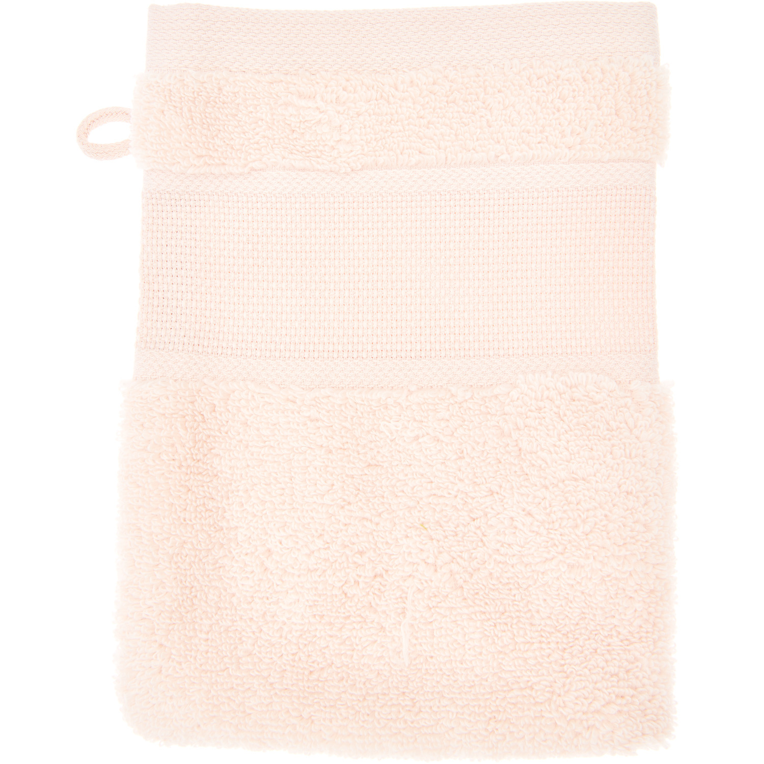 Waschhandschuh in Puder von Rico Design, 15x21cm, GOTS-zertifiziert, zeigt weiche Textur.