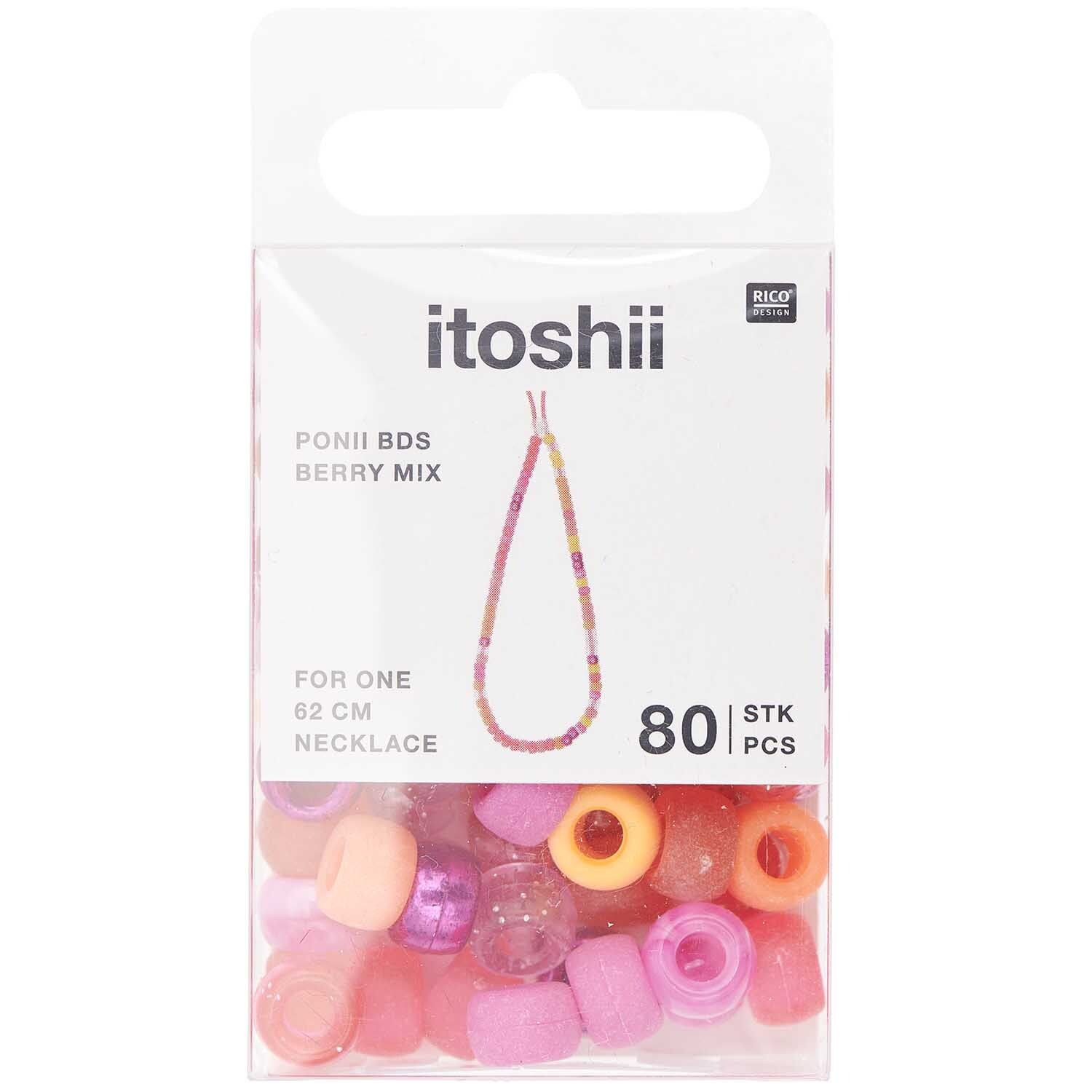 itoshii - Ponii Beads Beere Mix 9x6mm 80 Stück von Rico Design