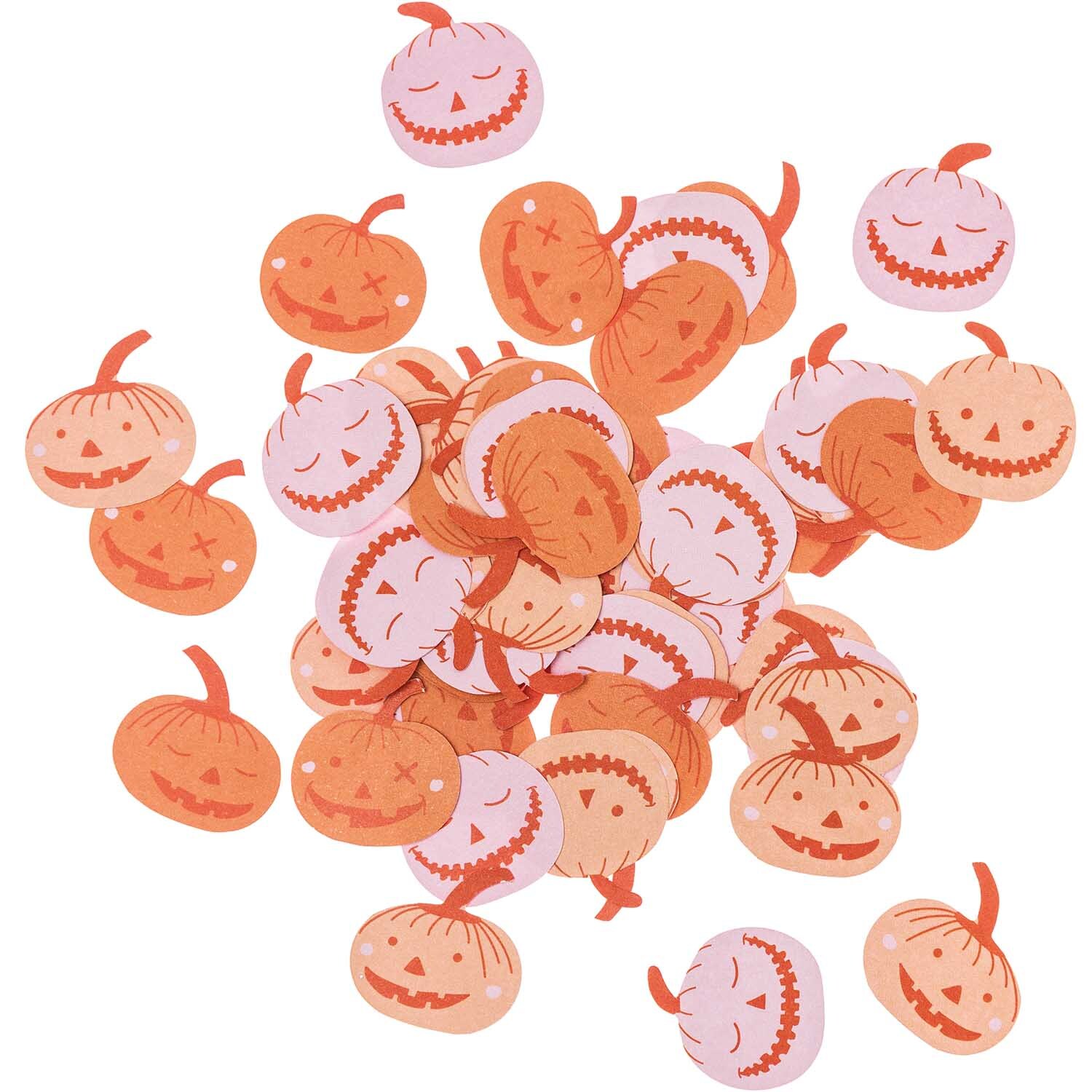 Konfetti Kürbis 40g: Mehrfarbige Kürbis-Konfetti von Rico Design, ideal für Halloween-Dekorationen.
