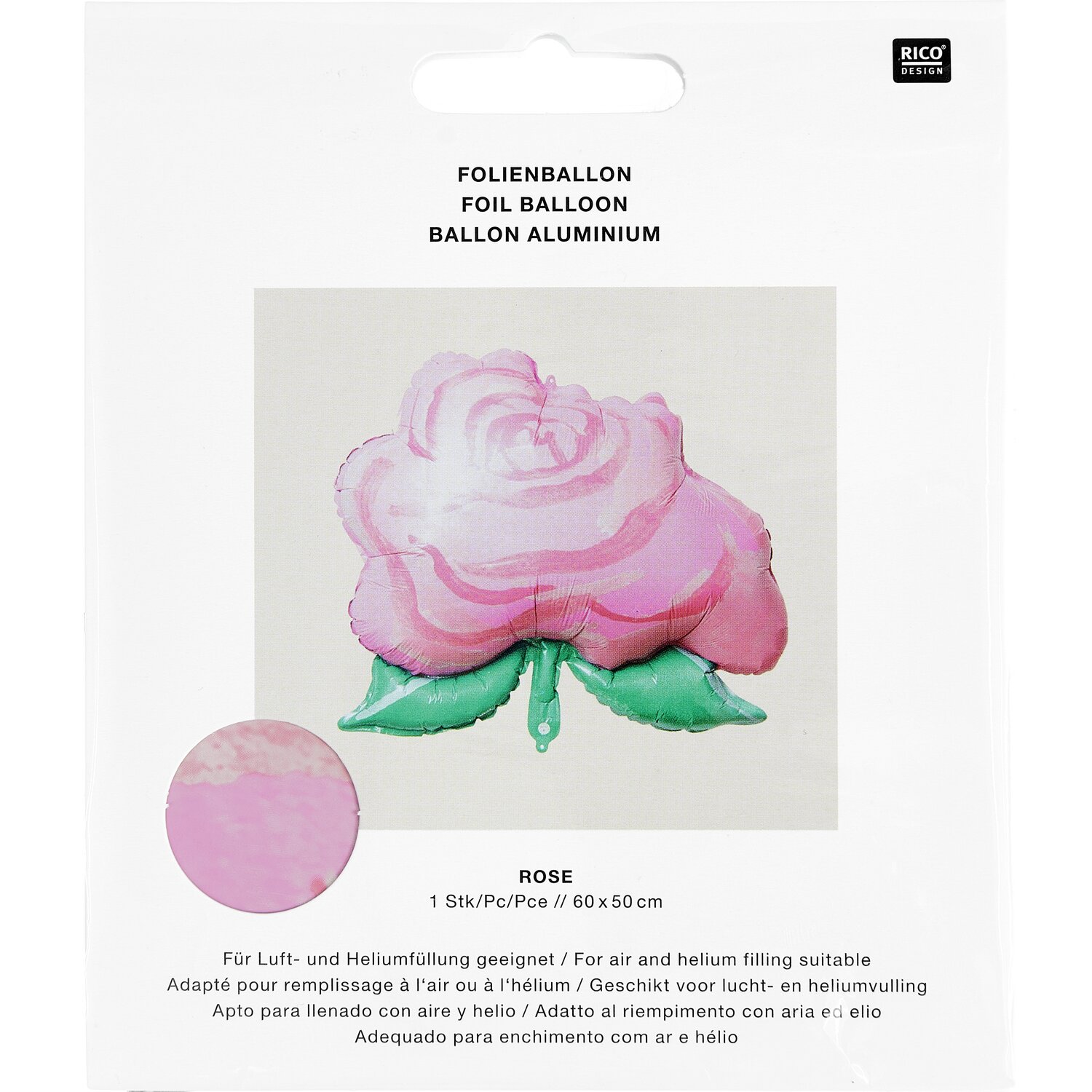 Folienballon Rose 60x50cm von Rico Design