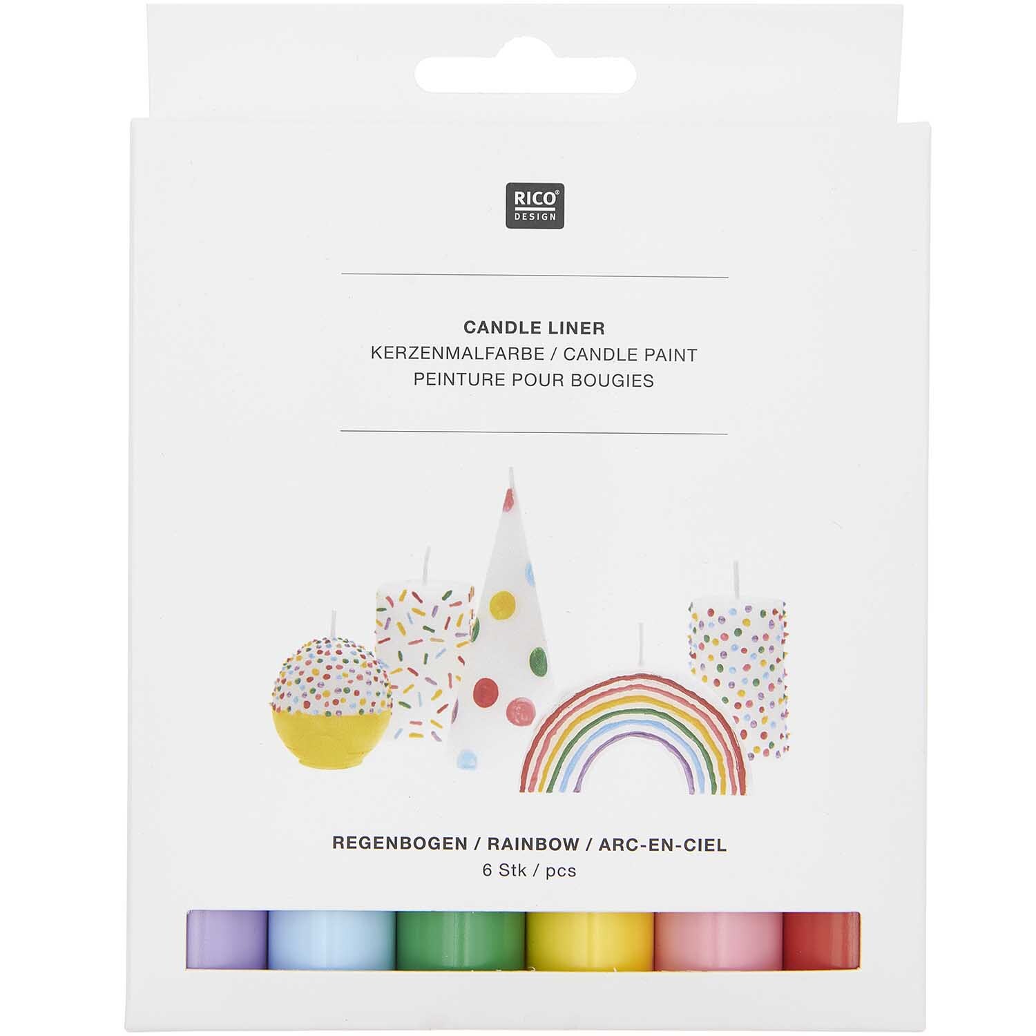 Candle Liner Kerzenmalfarbe Set Regenbogen 6 Stück à 30ml von Rico Design