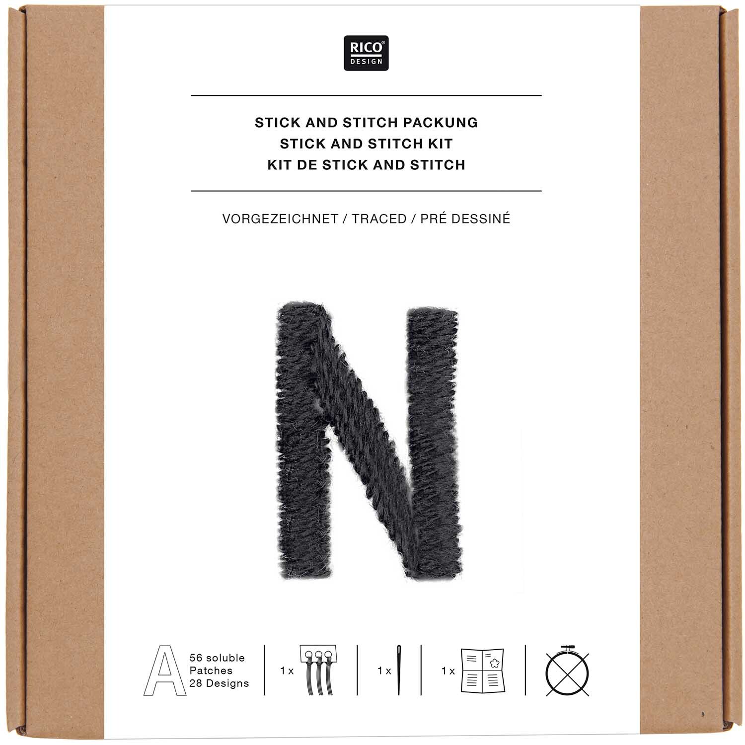 Stick and Stitch Kit de broderie Alphabet graphique noir 56 pièces from Rico Design