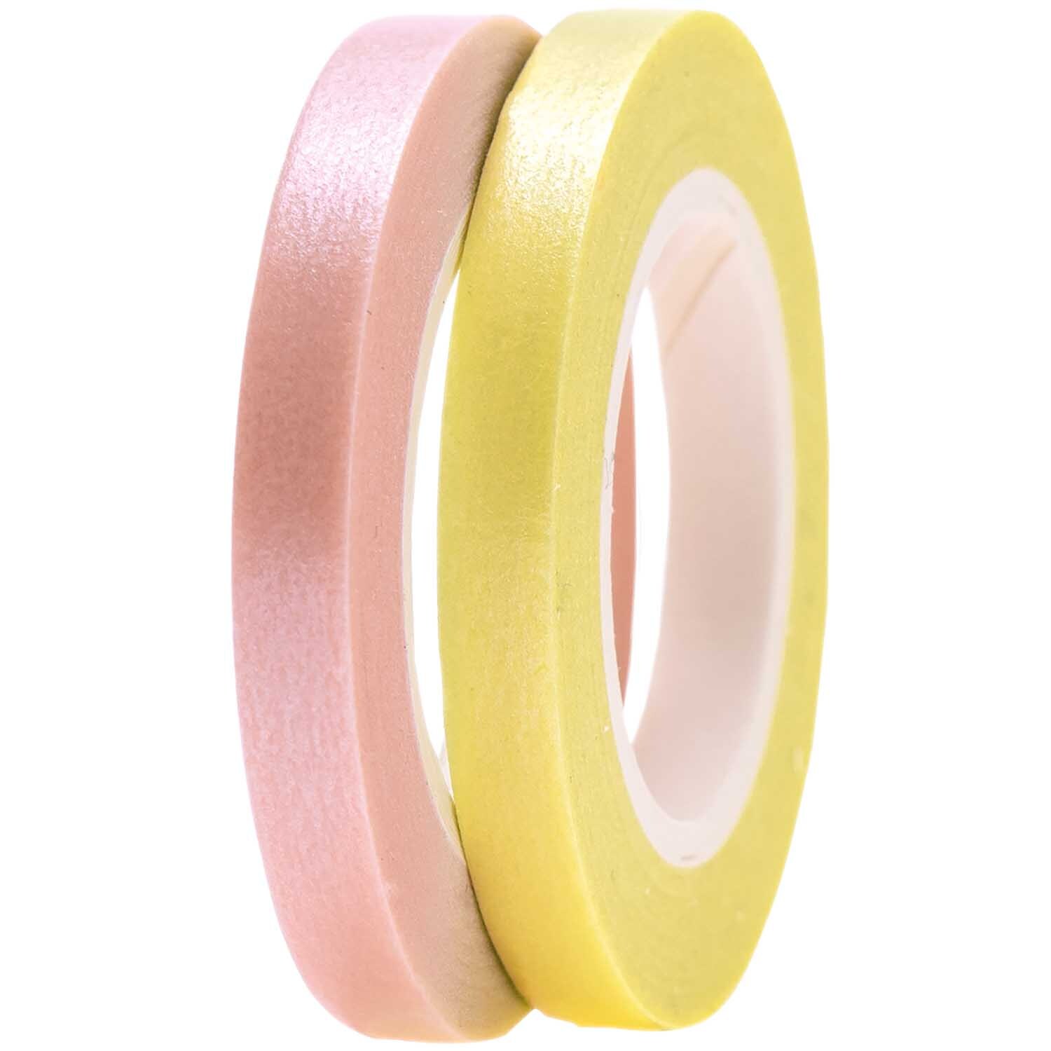 Paper Poetry Tapes uni 5mm 10m 2 Stück in Hellgelb und Rosa von Rico Design, ideal für kreative Projekte.